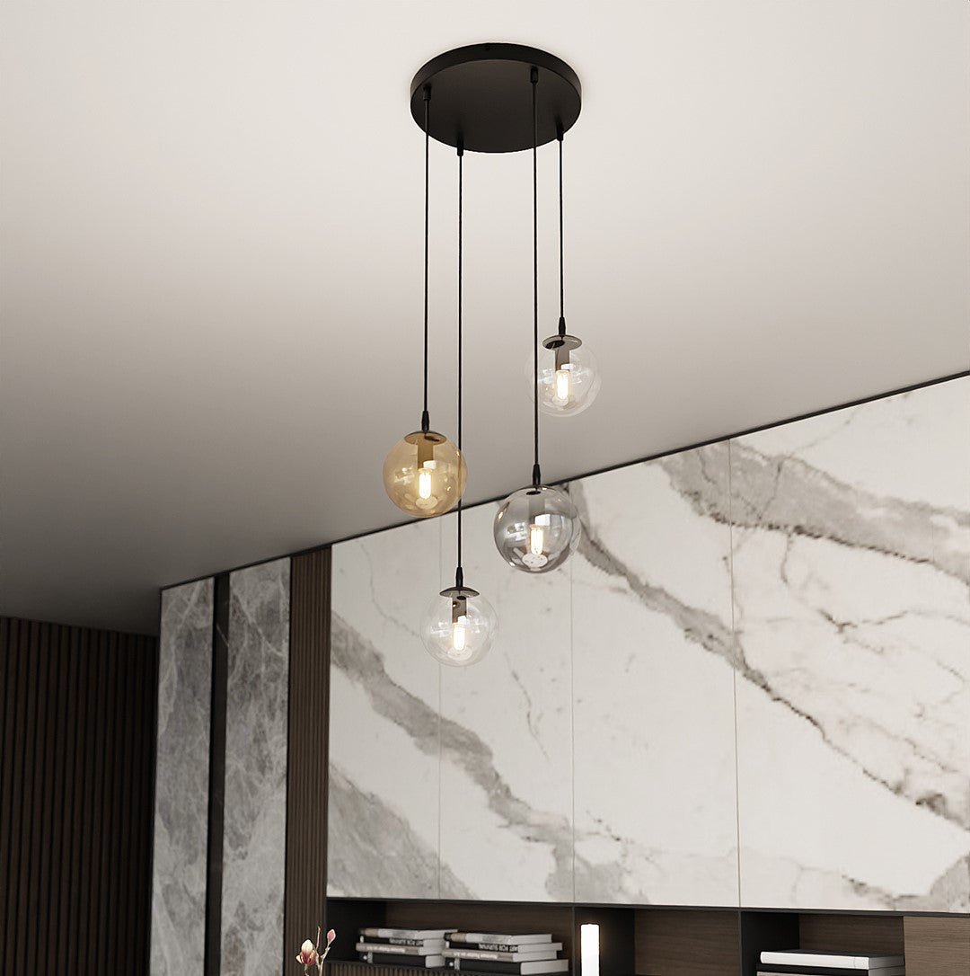 Lampa wisząca VEGAS zwis 4xE14 szklany klosz 3 KOLORY regulowana - LAITICA
