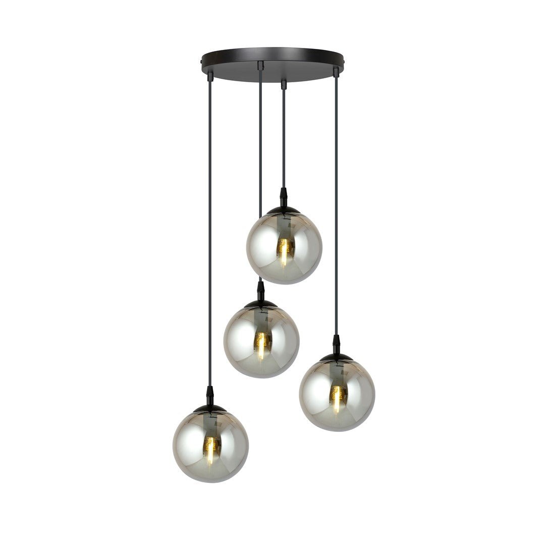 Lampa wisząca VEGAS zwis 4xE14 szklany klosz GRAFITOWY regulowana - LAITICA