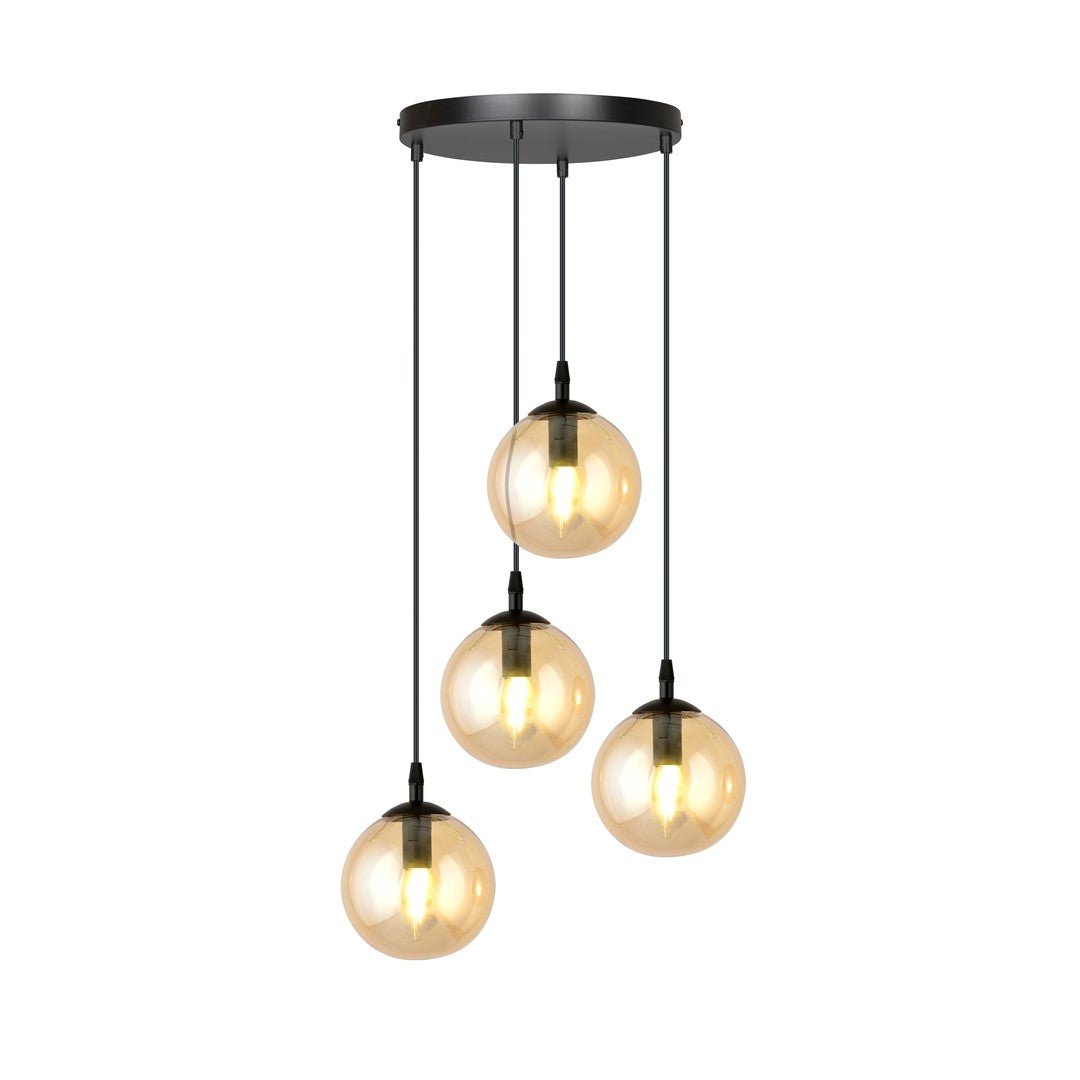 Lampa wisząca VEGAS zwis 4xE14 szklany klosz MIODOWY regulowana - LAITICA