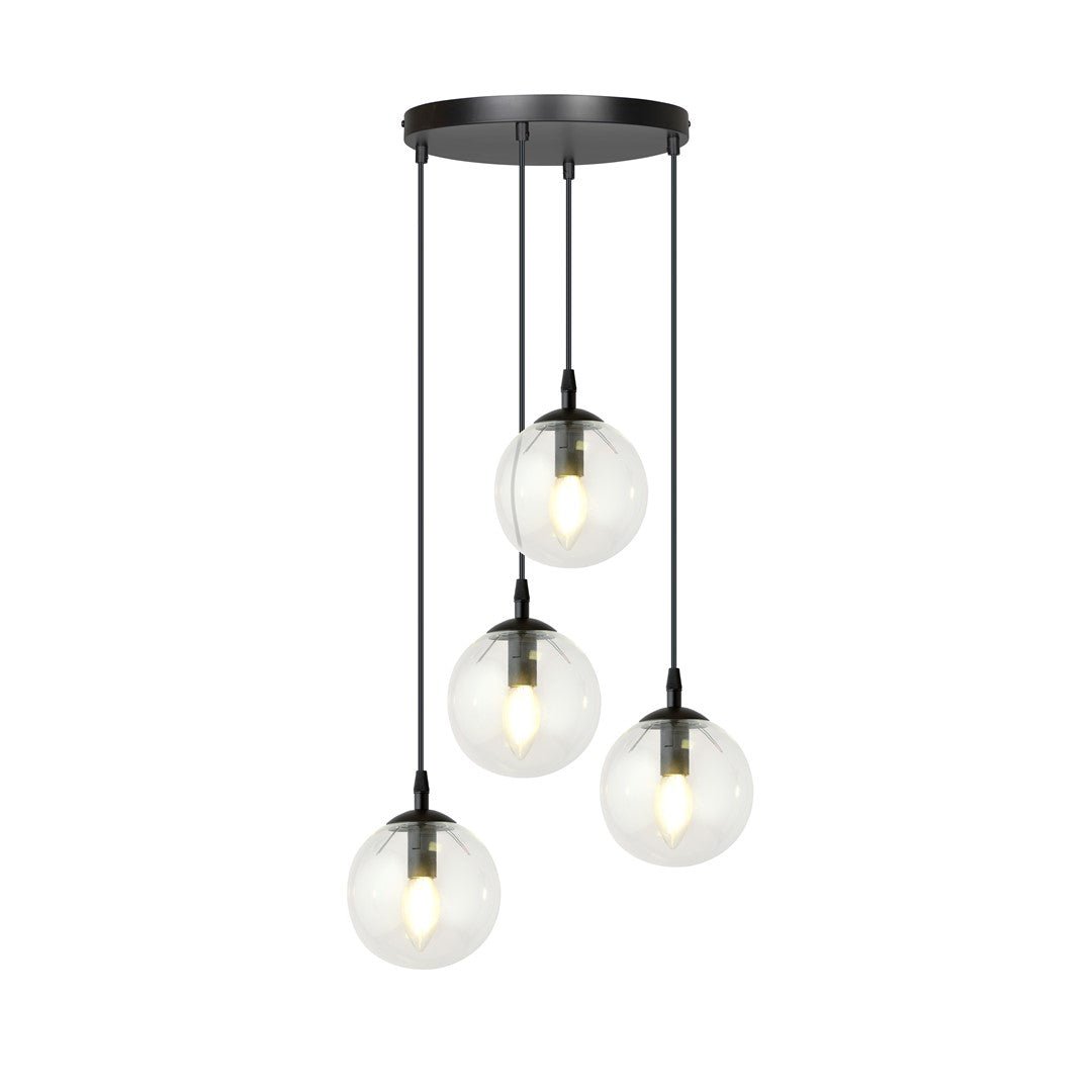 Lampa wisząca VEGAS zwis 4xE14 szklany klosz przeźroczysty regulowana - LAITICA