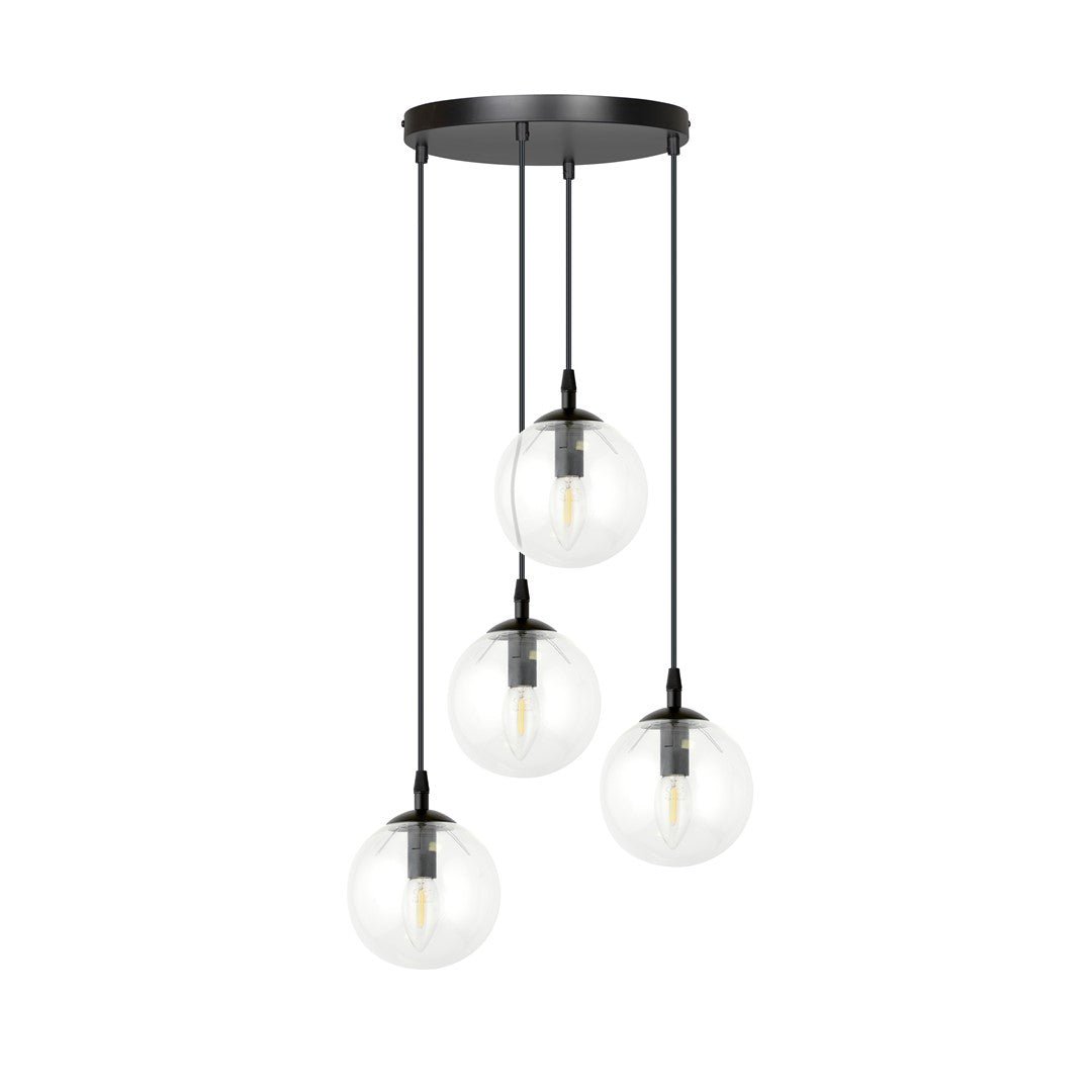 Lampa wisząca VEGAS zwis 4xE14 szklany klosz przeźroczysty regulowana - LAITICA