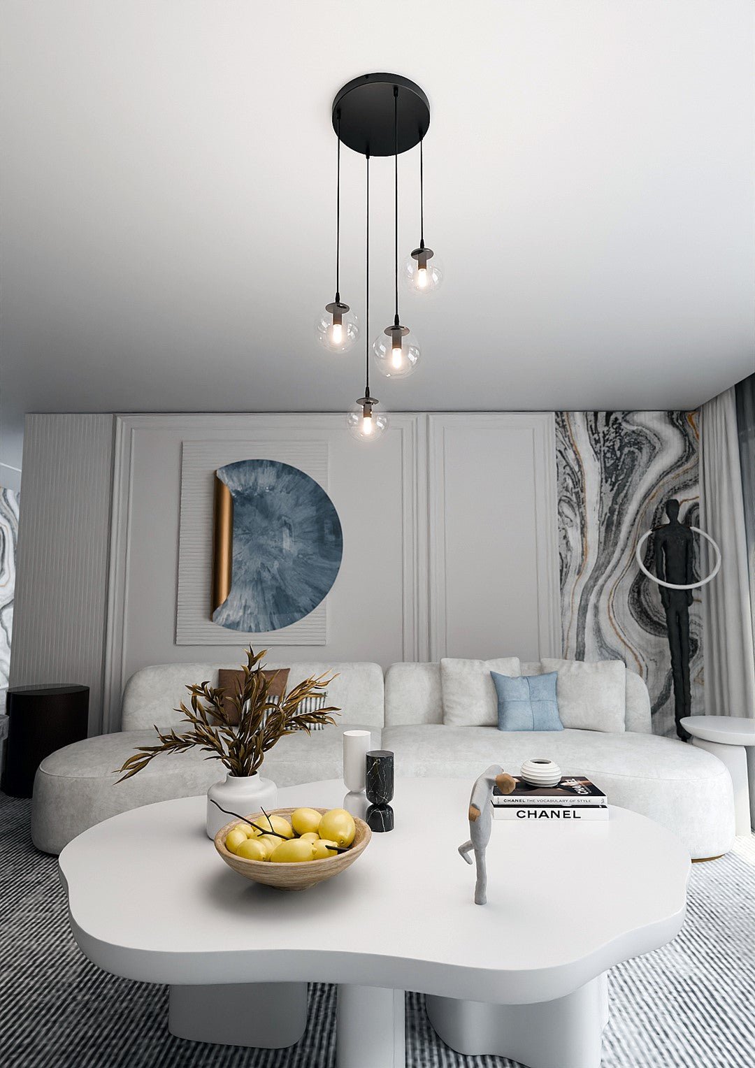 Lampa wisząca VEGAS zwis 4xE14 szklany klosz przeźroczysty regulowana - LAITICA