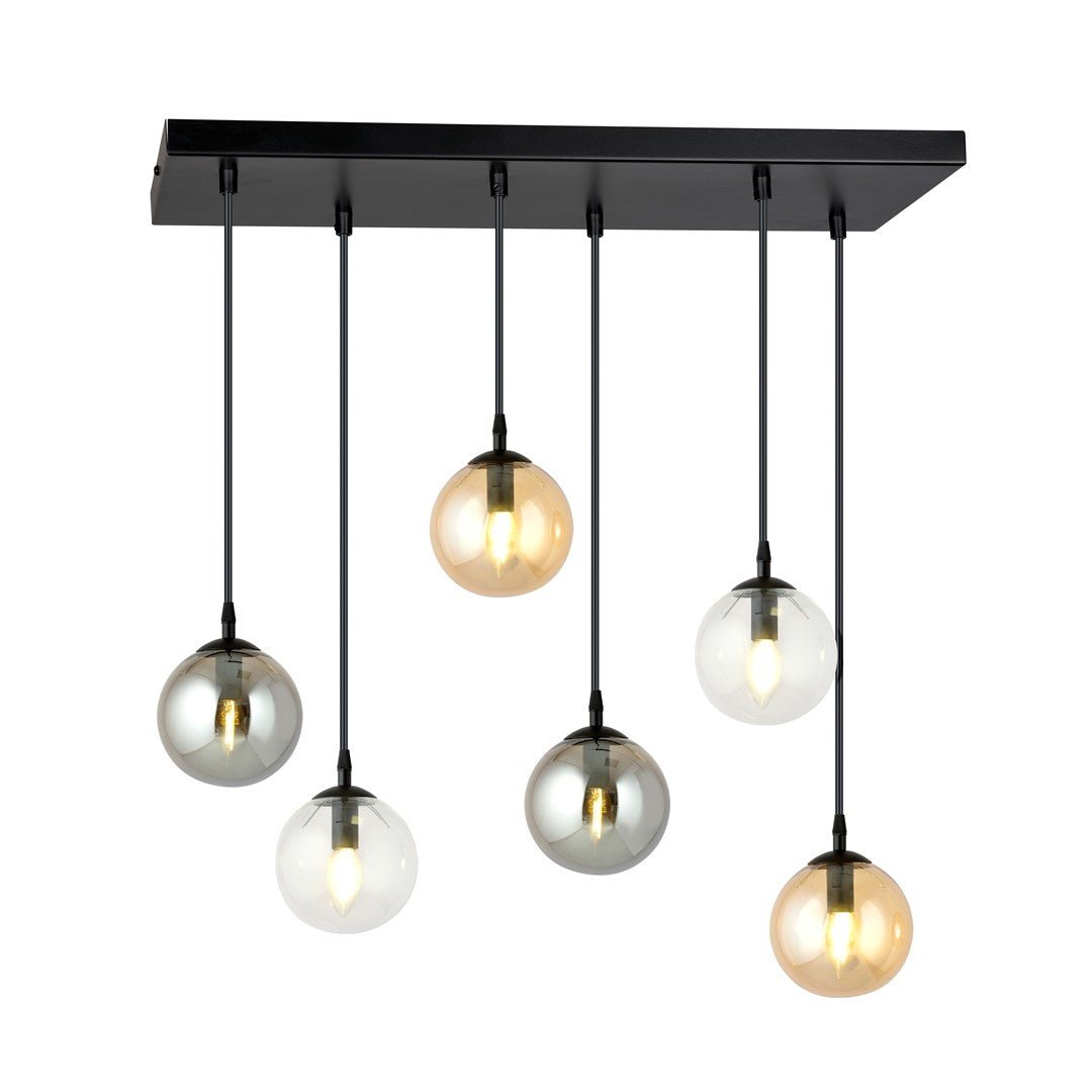 Lampa wisząca VEGAS zwis 6xE14 szklany klosz 3 KOLORY regulowana - LAITICA