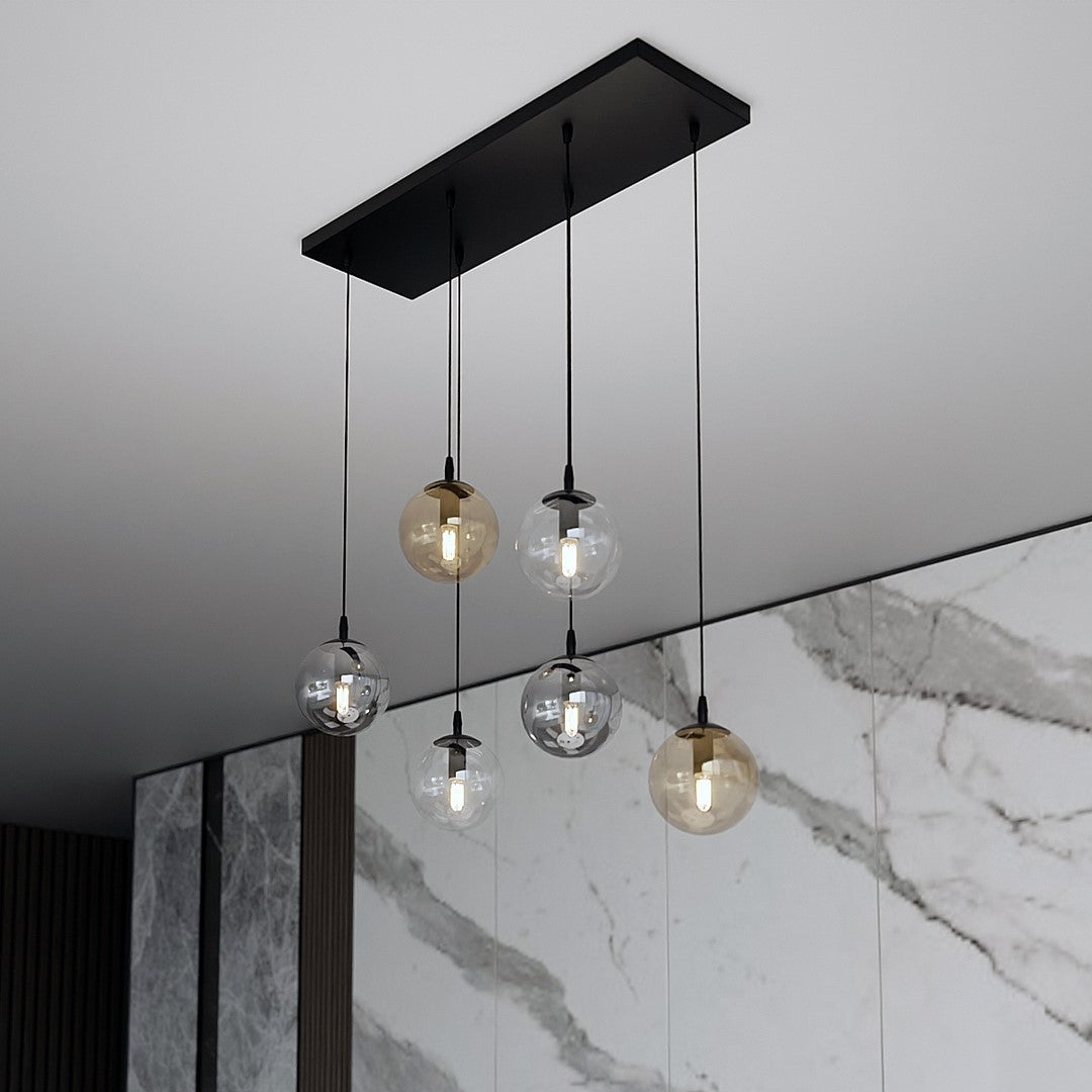 Lampa wisząca VEGAS zwis 6xE14 szklany klosz 3 KOLORY regulowana - LAITICA
