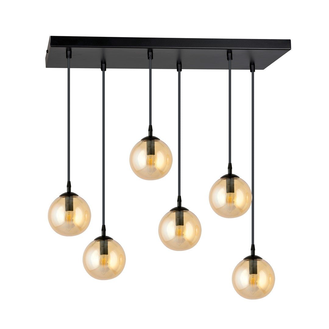 Lampa wisząca VEGAS zwis 6xE14 szklany klosz MIODOWY regulowana - LAITICA
