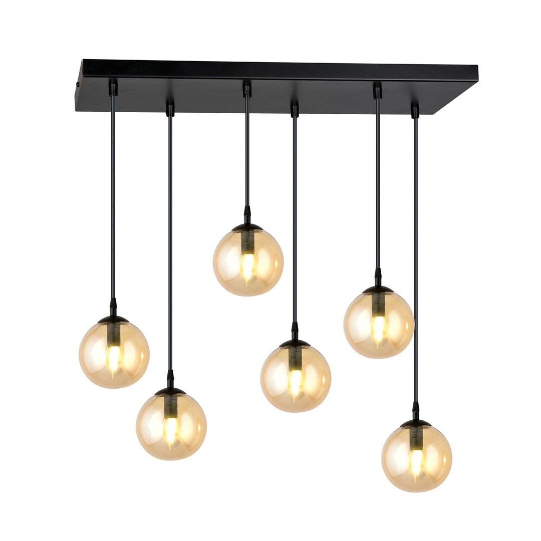 Lampa wisząca VEGAS zwis 6xE14 szklany klosz MIODOWY regulowana - LAITICA