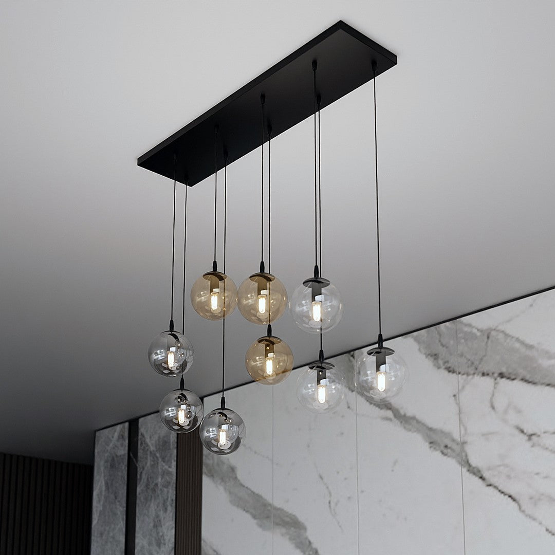 Lampa wisząca VEGAS zwis 9xE14 szklany klosz 3 KOLORY regulowana - LAITICA