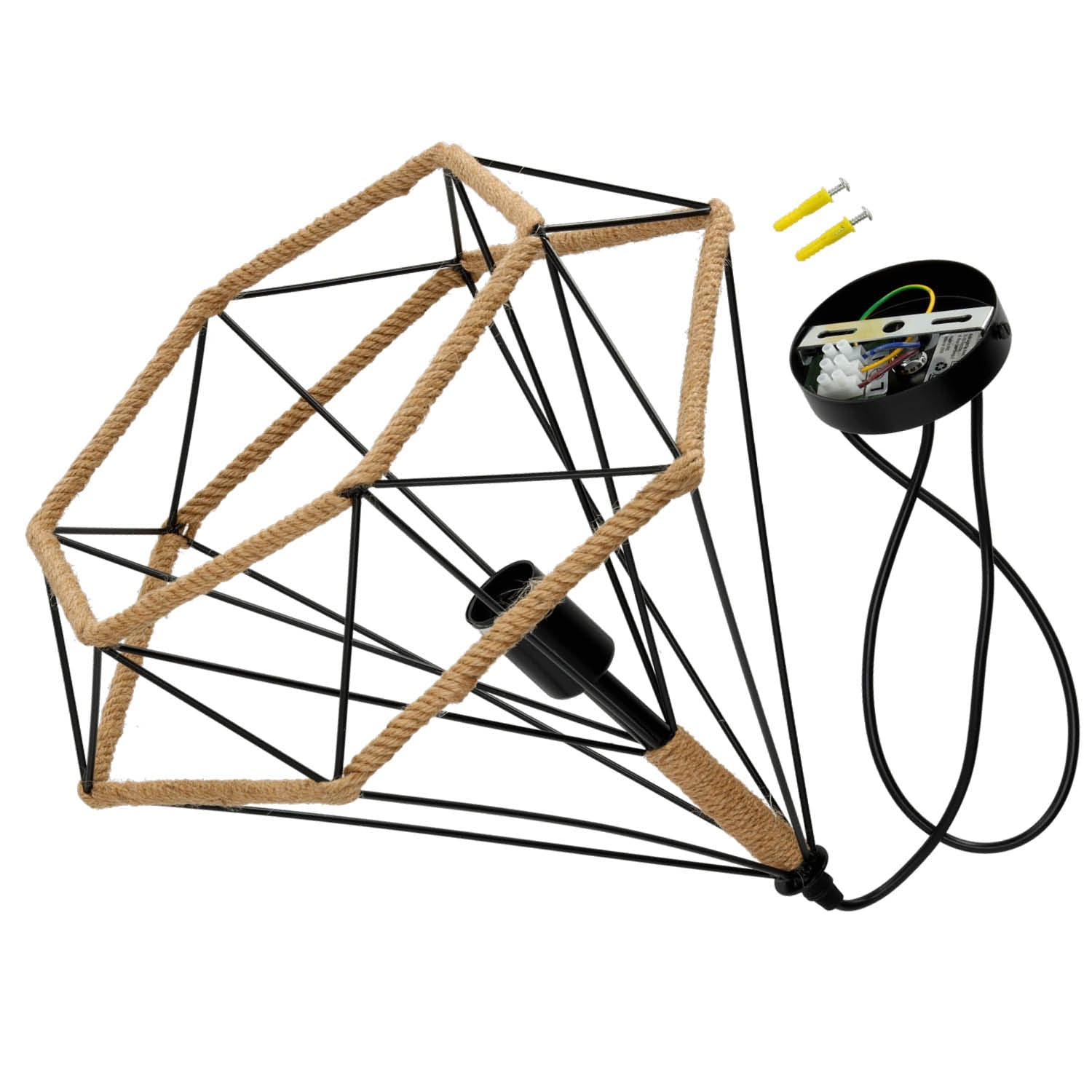Lampa wisząca VIENNA LOFT sznur jutowy i metal SUFITOWA 1xE27 nowoczesna - LAITICA