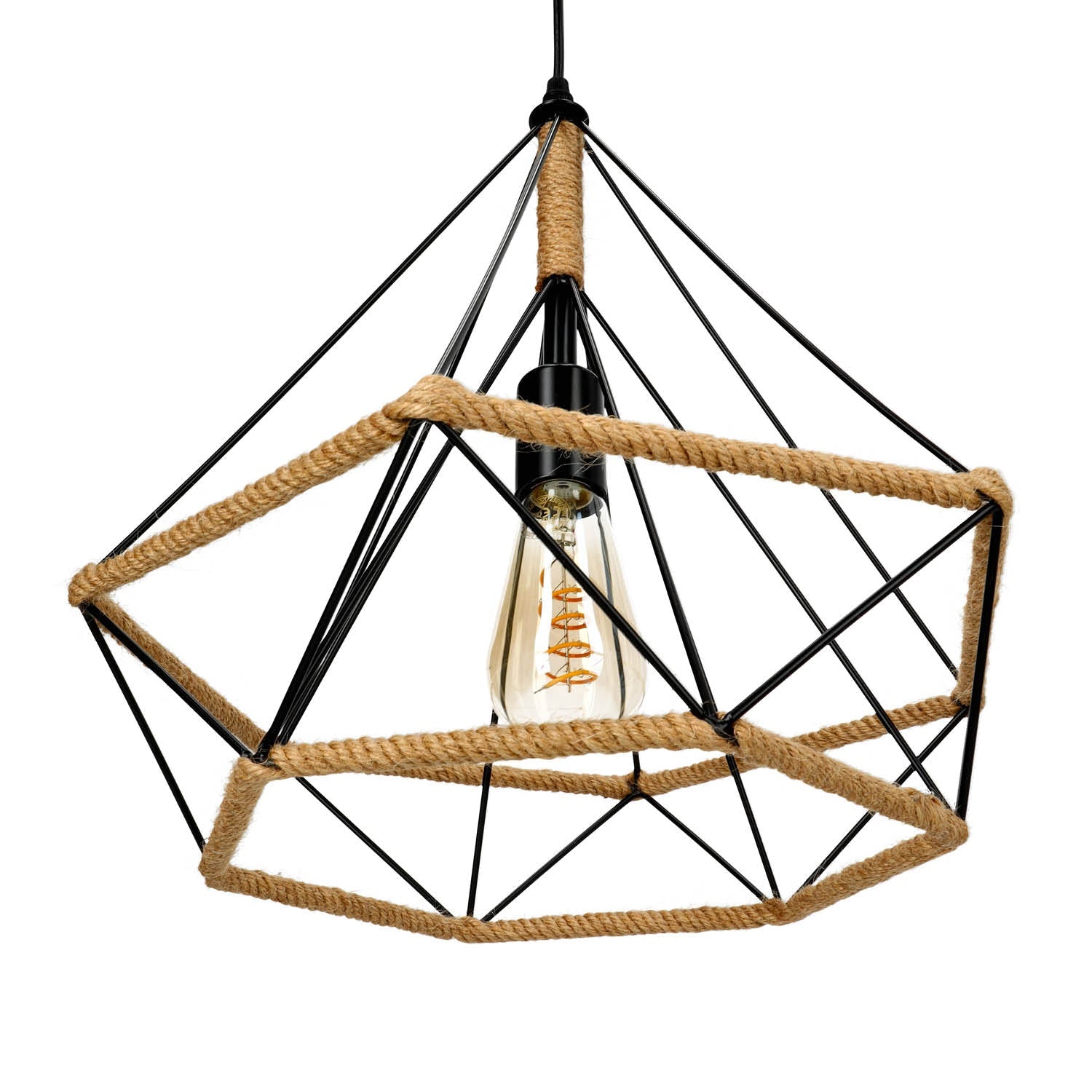 Lampa wisząca VIENNA LOFT sznur jutowy i metal SUFITOWA 1xE27 nowoczesna - LAITICA