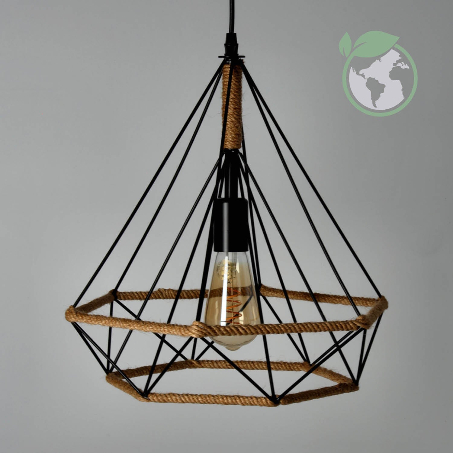 Lampa wisząca VIENNA LOFT sznur jutowy i metal SUFITOWA 1xE27 nowoczesna - LAITICA