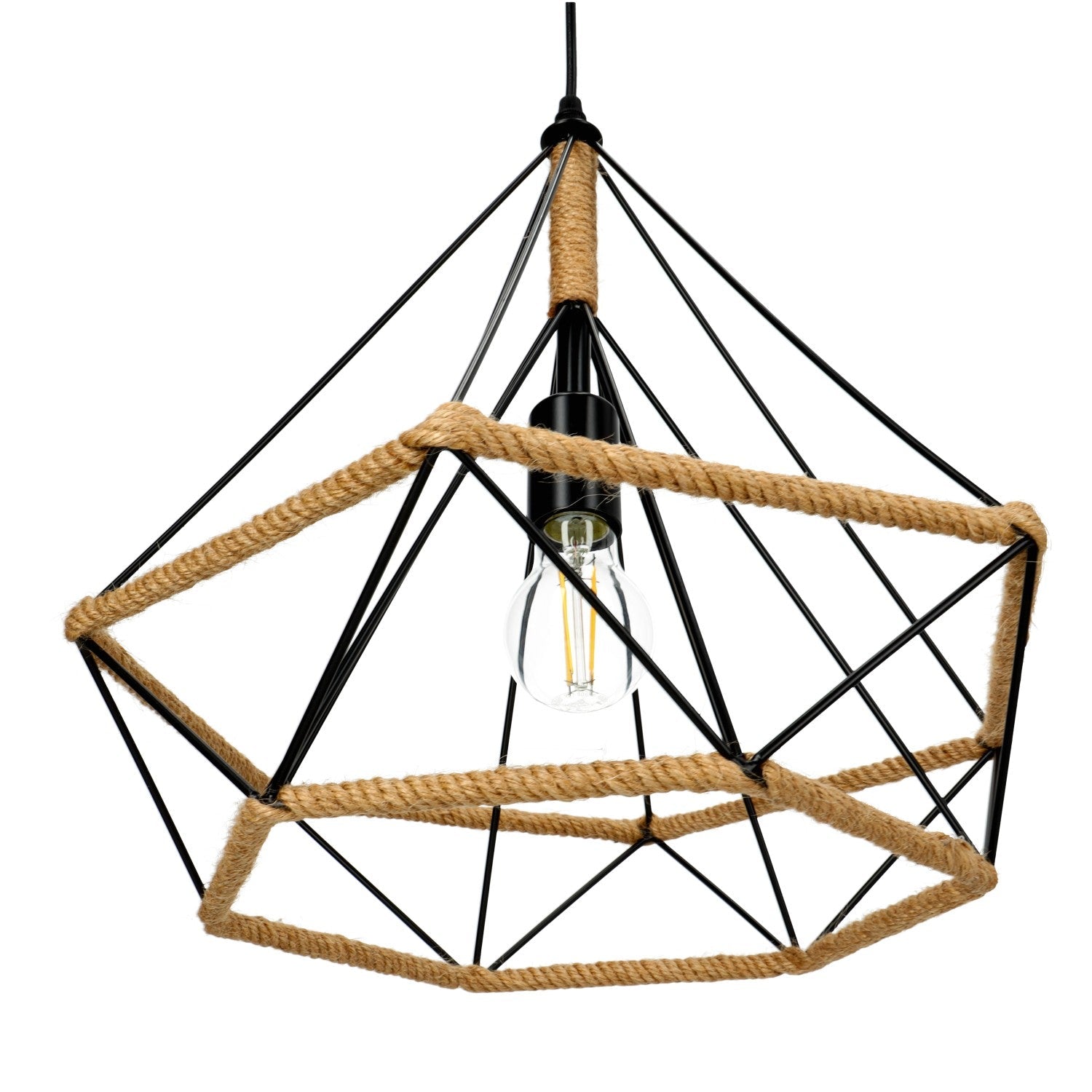 Lampa wisząca VIENNA LOFT sznur jutowy i metal SUFITOWA 1xE27 nowoczesna - LAITICA