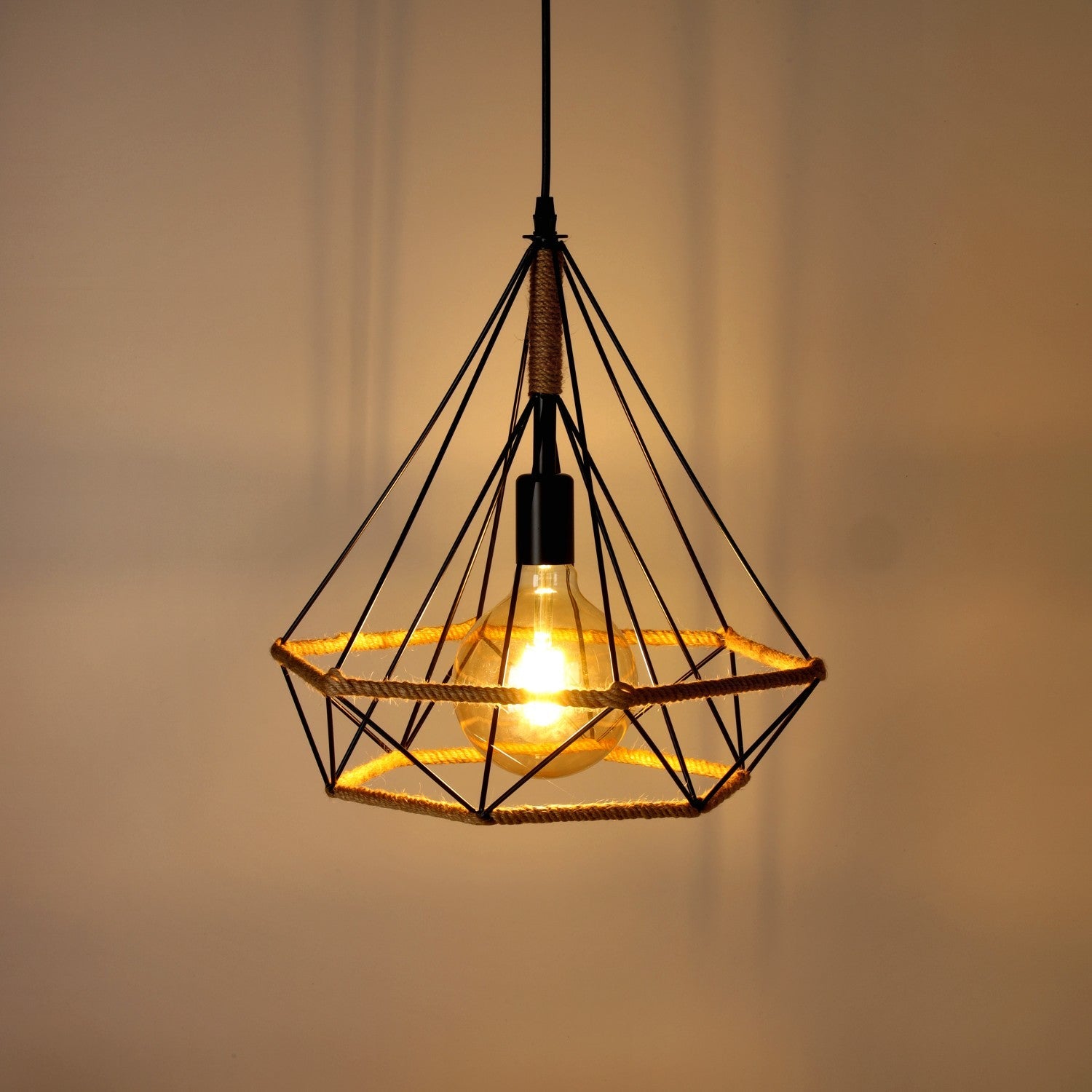 Lampa wisząca VIENNA LOFT sznur jutowy i metal SUFITOWA 1xE27 nowoczesna - LAITICA
