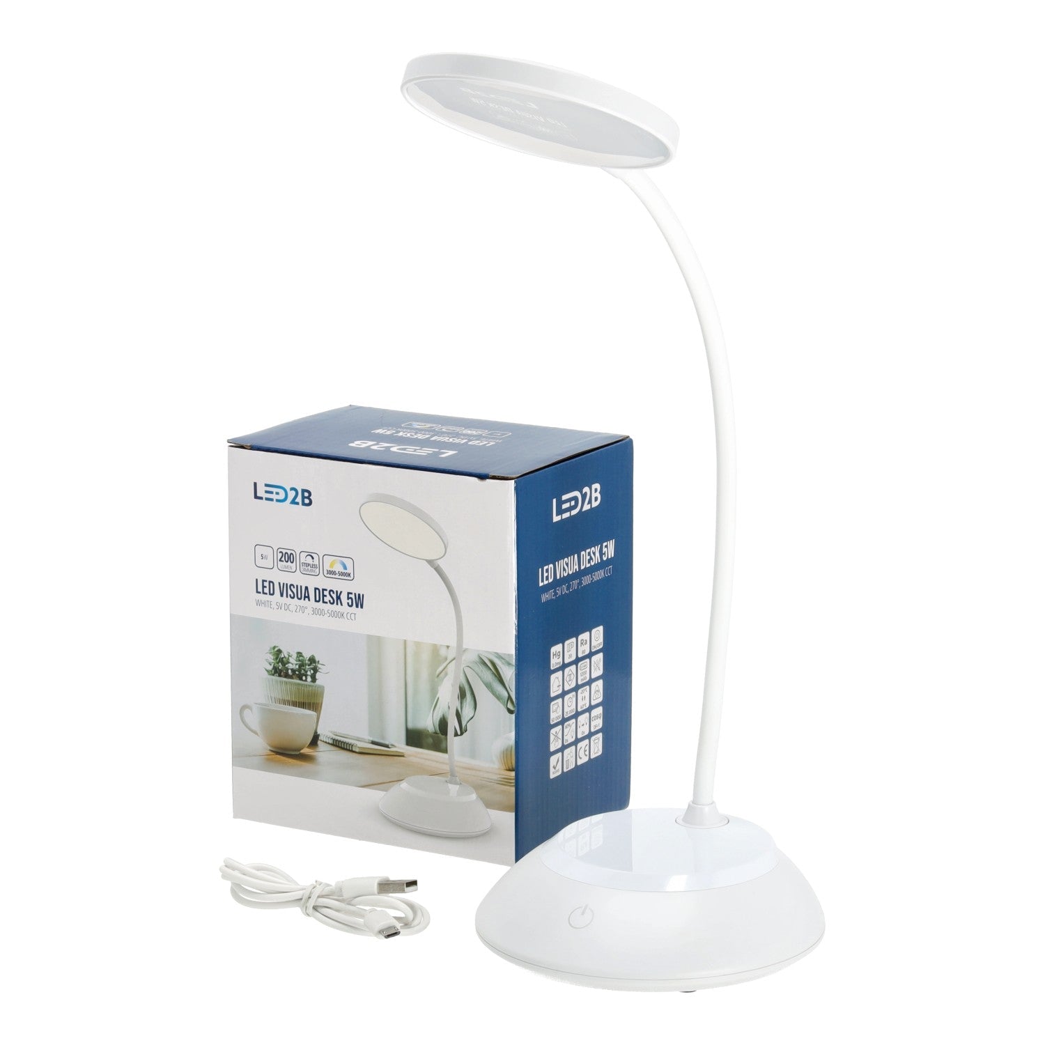 Lampka biurkowa 5W LED BIAŁA Przenośna USB Regulacja Barw Bezprzewodowa - LAITICA