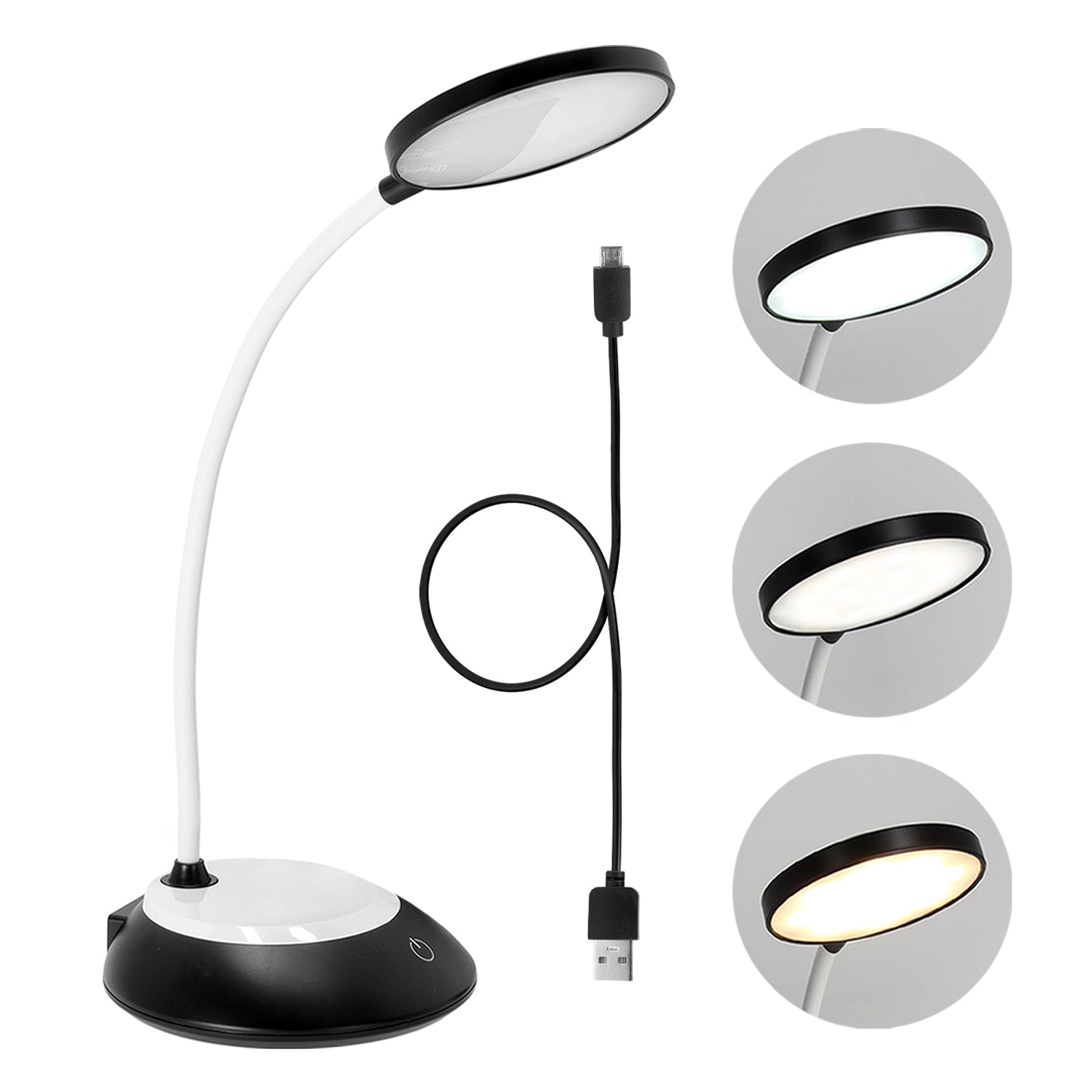 Lampka biurkowa 5W LED CZARNA Przenośna USB Regulacja Barw Bezprzewodowa - LAITICA