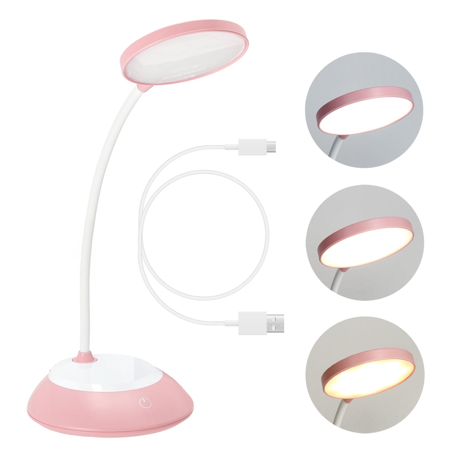 Lampka biurkowa 5W LED RÓŻOWA Przenośna USB Regulacja Barw Bezprzewodowa - LAITICA