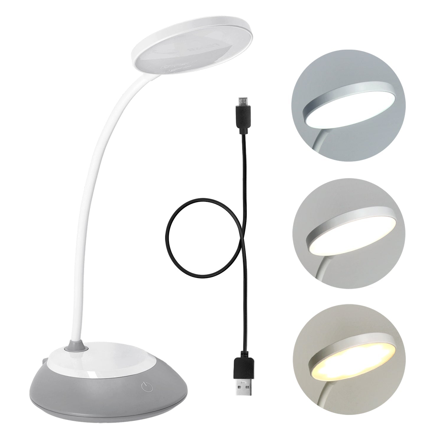 Lampka biurkowa 5W LED SZARA Przenośna USB Regulacja Barw Bezprzewodowa - LAITICA