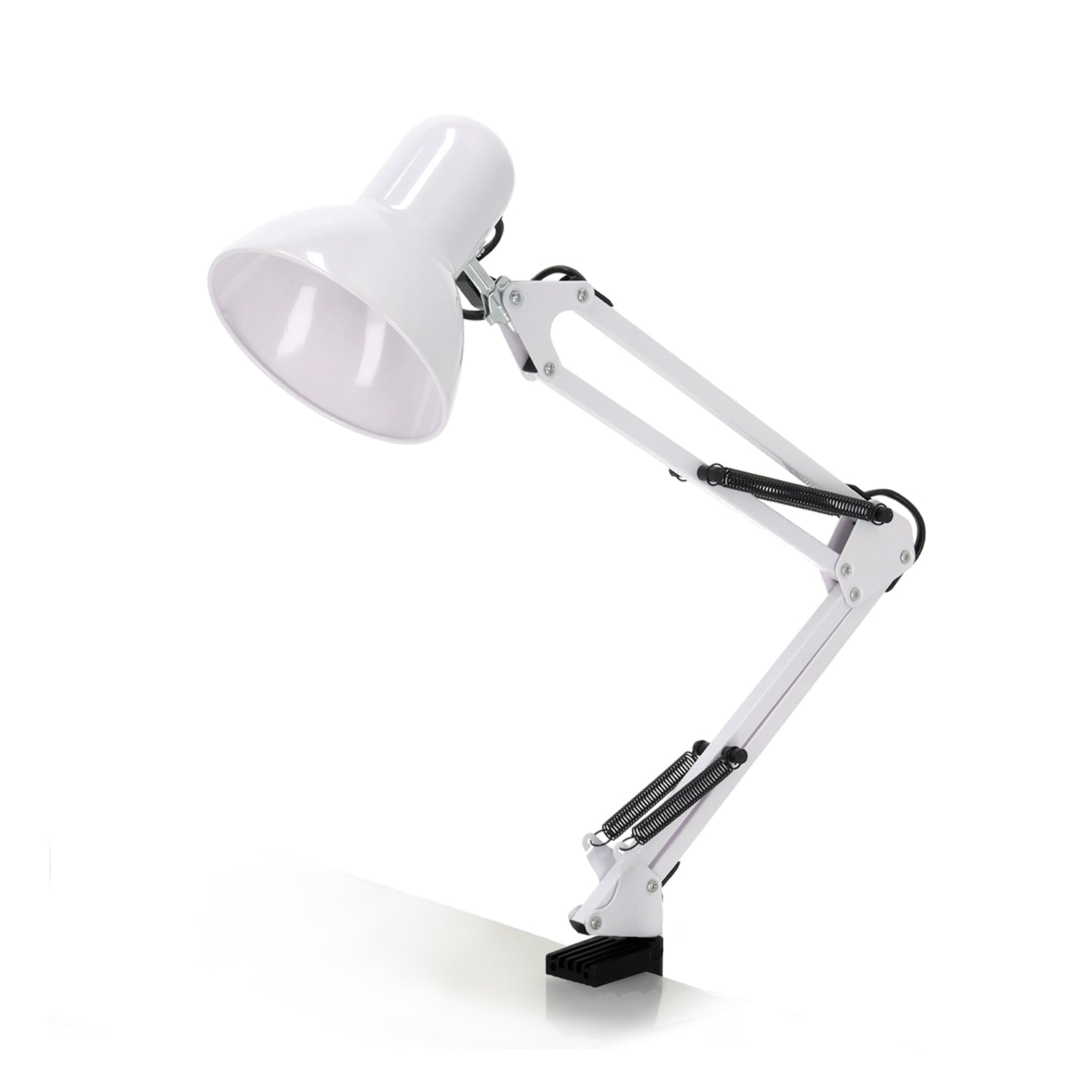 Lampka Biurkowa Kreślarska Szkolna 2w1 BIAŁA 1xE27 60W Regulowana Metalowa - LAITICA