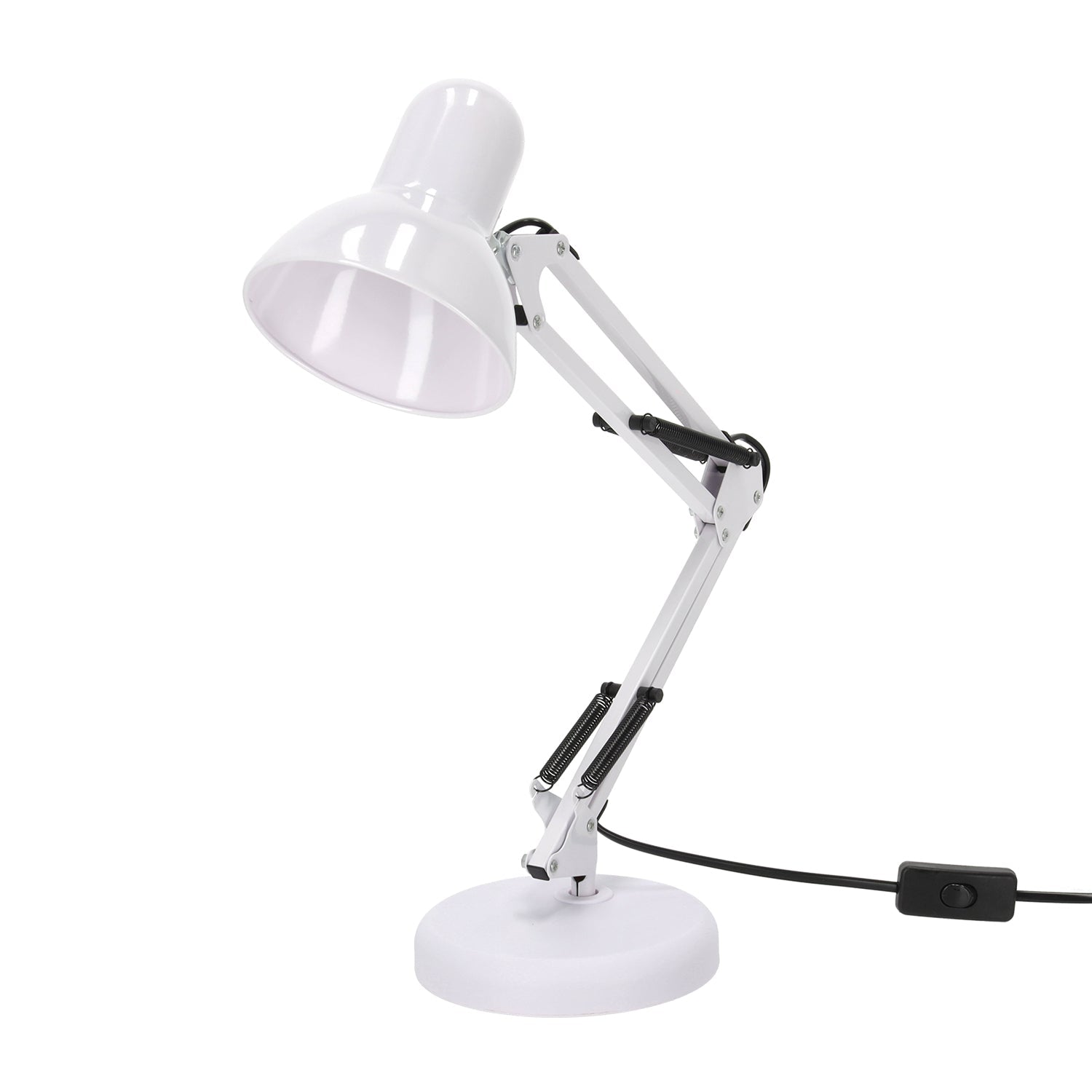 Lampka Biurkowa Kreślarska Szkolna 2w1 BIAŁA 1xE27 60W Regulowana Metalowa - LAITICA