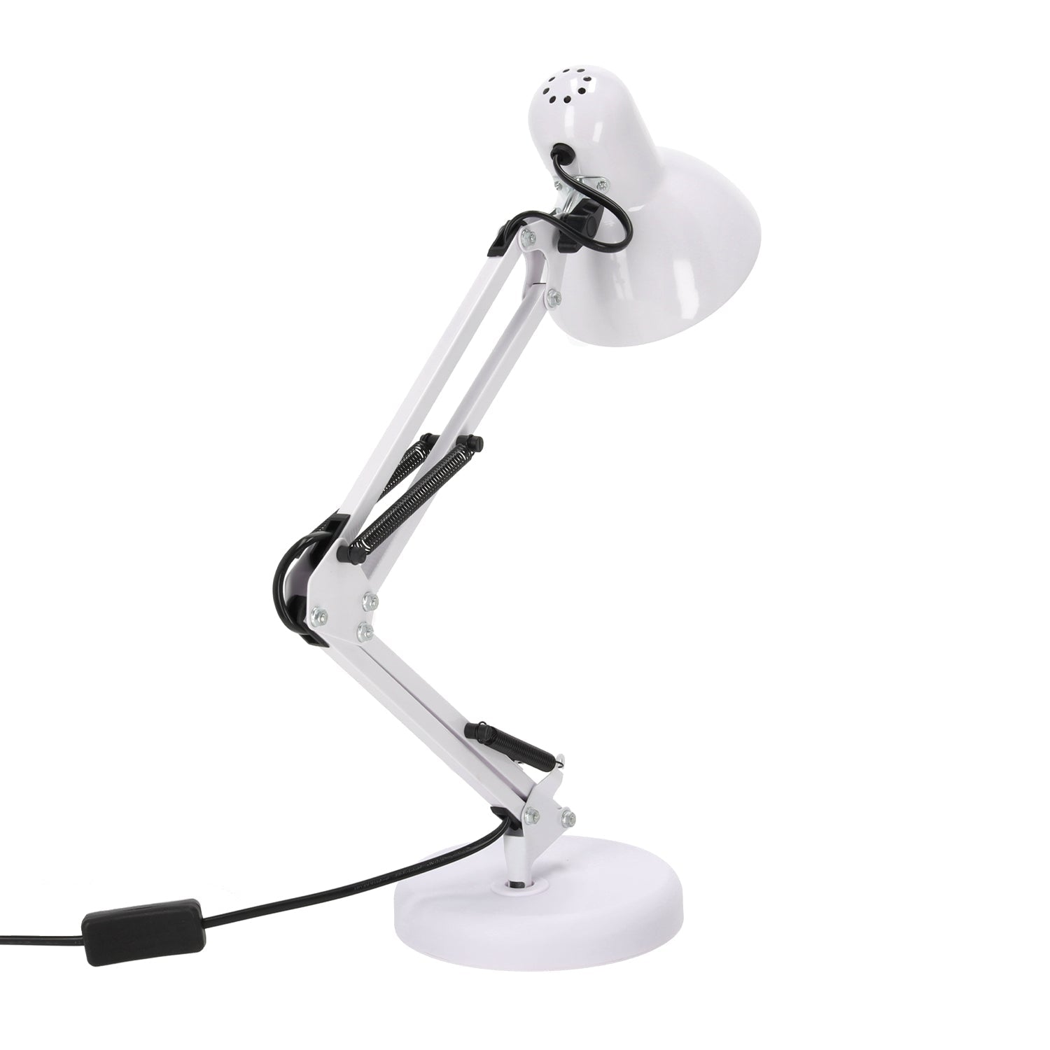 Lampka Biurkowa Kreślarska Szkolna 2w1 BIAŁA 1xE27 60W Regulowana Metalowa - LAITICA