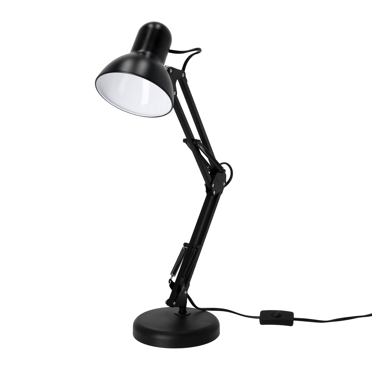 Lampka Biurkowa Kreślarska Szkolna 2w1 CZARNA 1xE27 60W Regulowana Metalowa - LAITICA