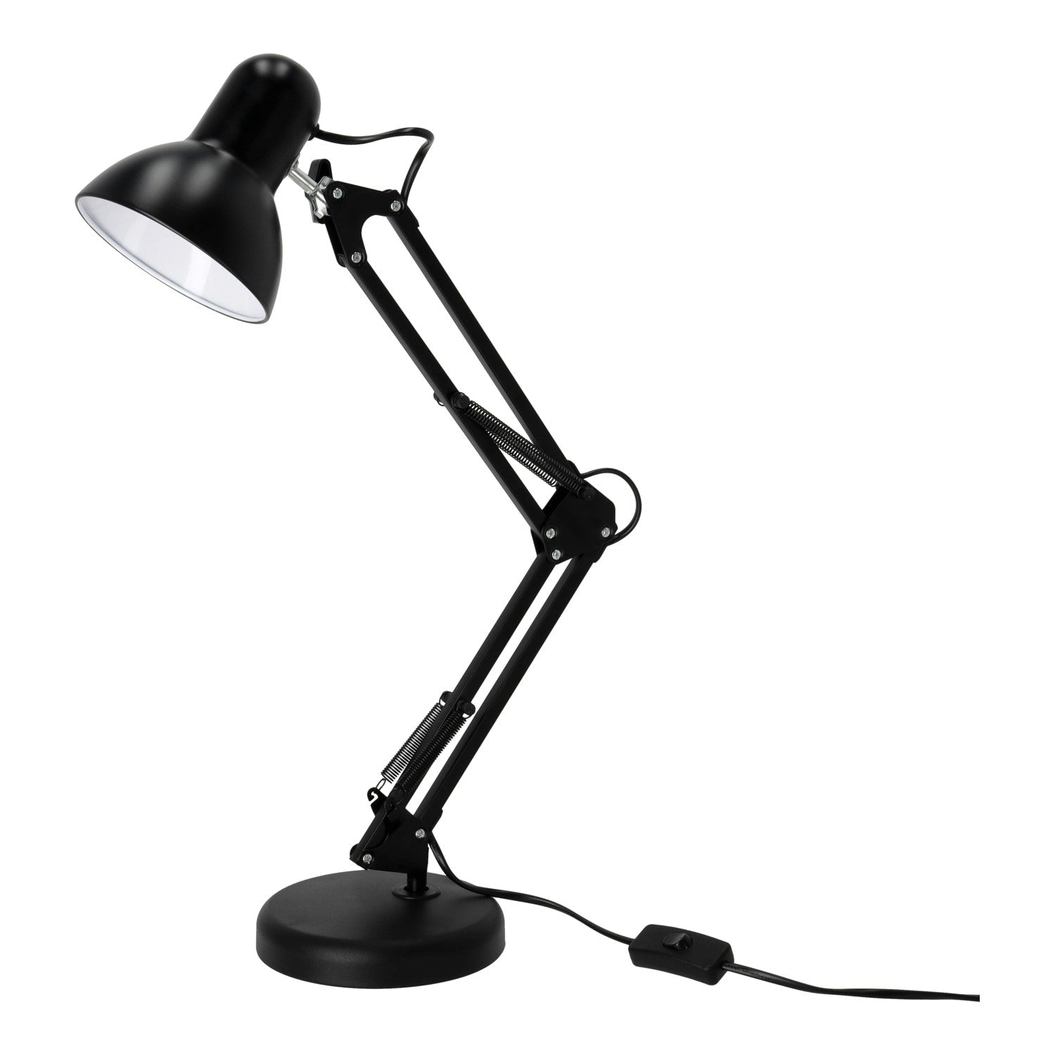 Lampka Biurkowa Kreślarska Szkolna 2w1 CZARNA 1xE27 60W Regulowana Metalowa - LAITICA