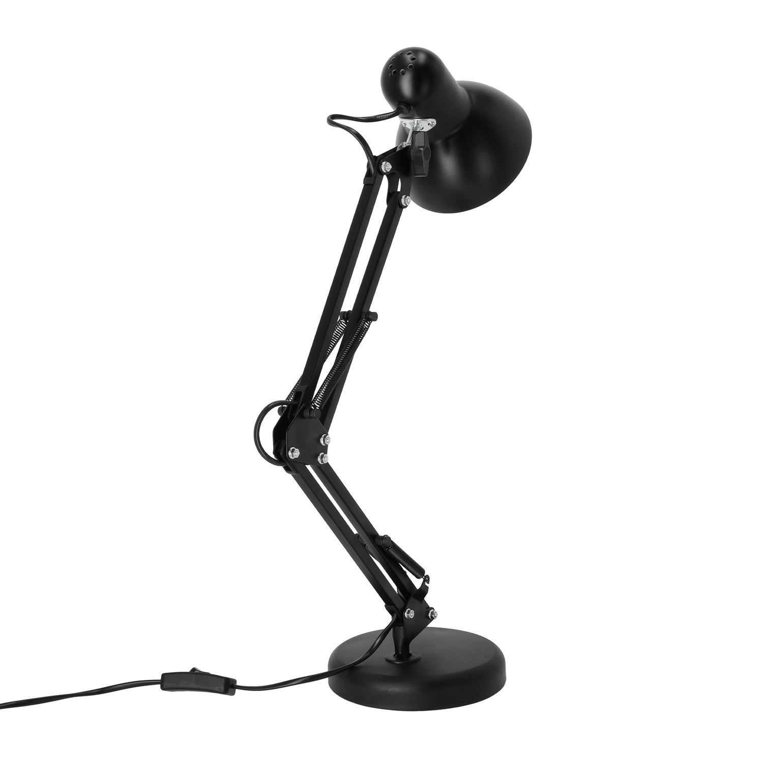 Lampka Biurkowa Kreślarska Szkolna 2w1 CZARNA 1xE27 60W Regulowana Metalowa - LAITICA