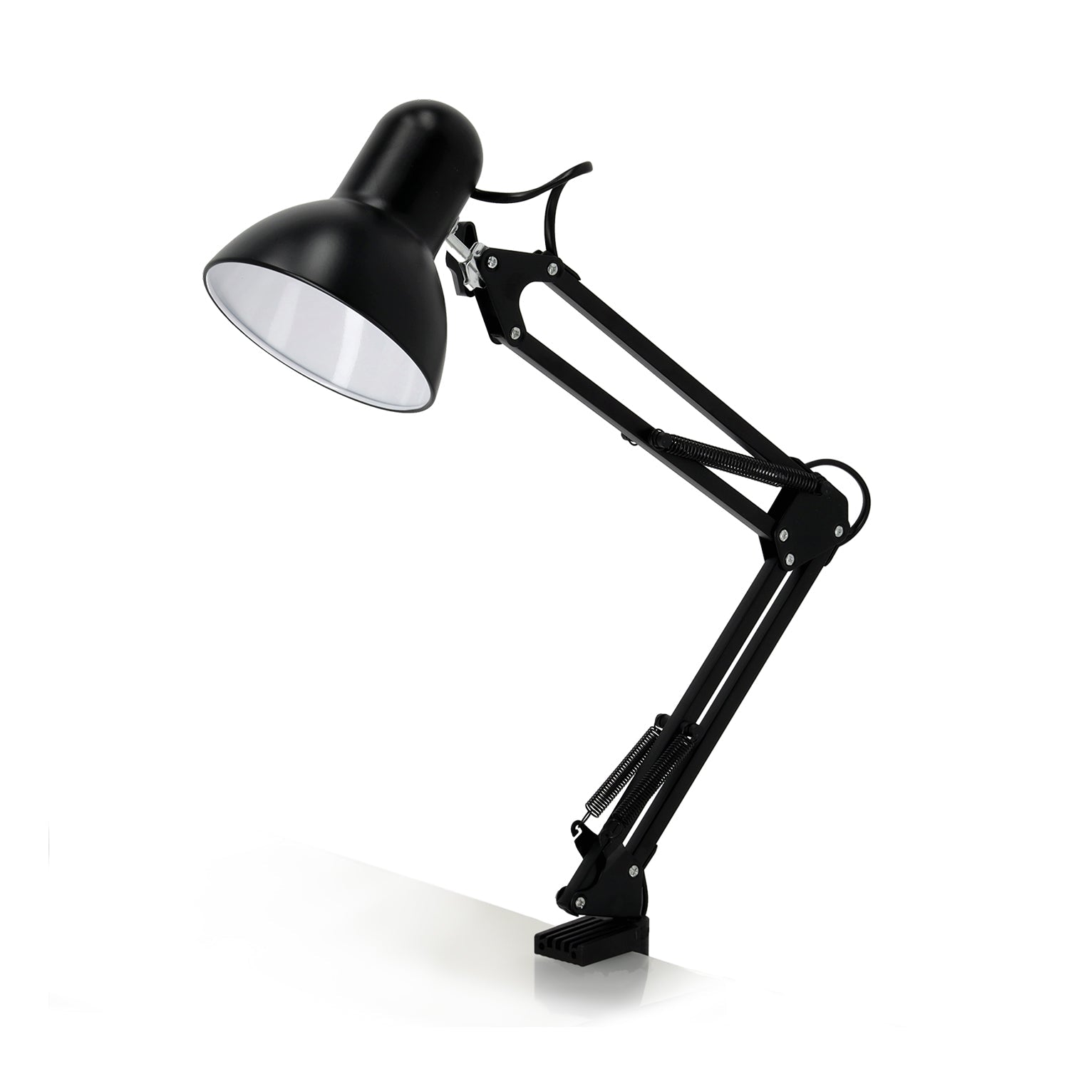 Lampka Biurkowa Kreślarska Szkolna 2w1 CZARNA 1xE27 60W Regulowana Metalowa - LAITICA