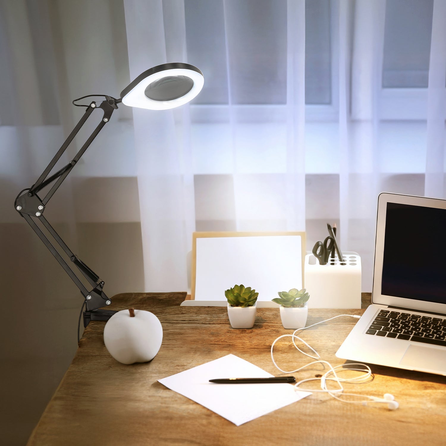 Lampka biurkowa LED 10W regulowana barwa światła 3CCT czarna lupa - LAITICA