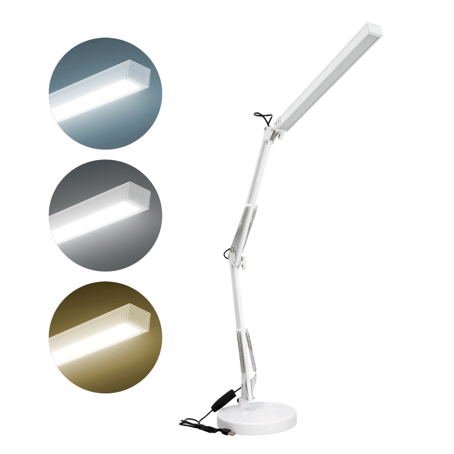 Lampka biurkowa LED 14W montaż do blatu regulacja ramienia ściemniacz 3 barwy światła CCT - LAITICA