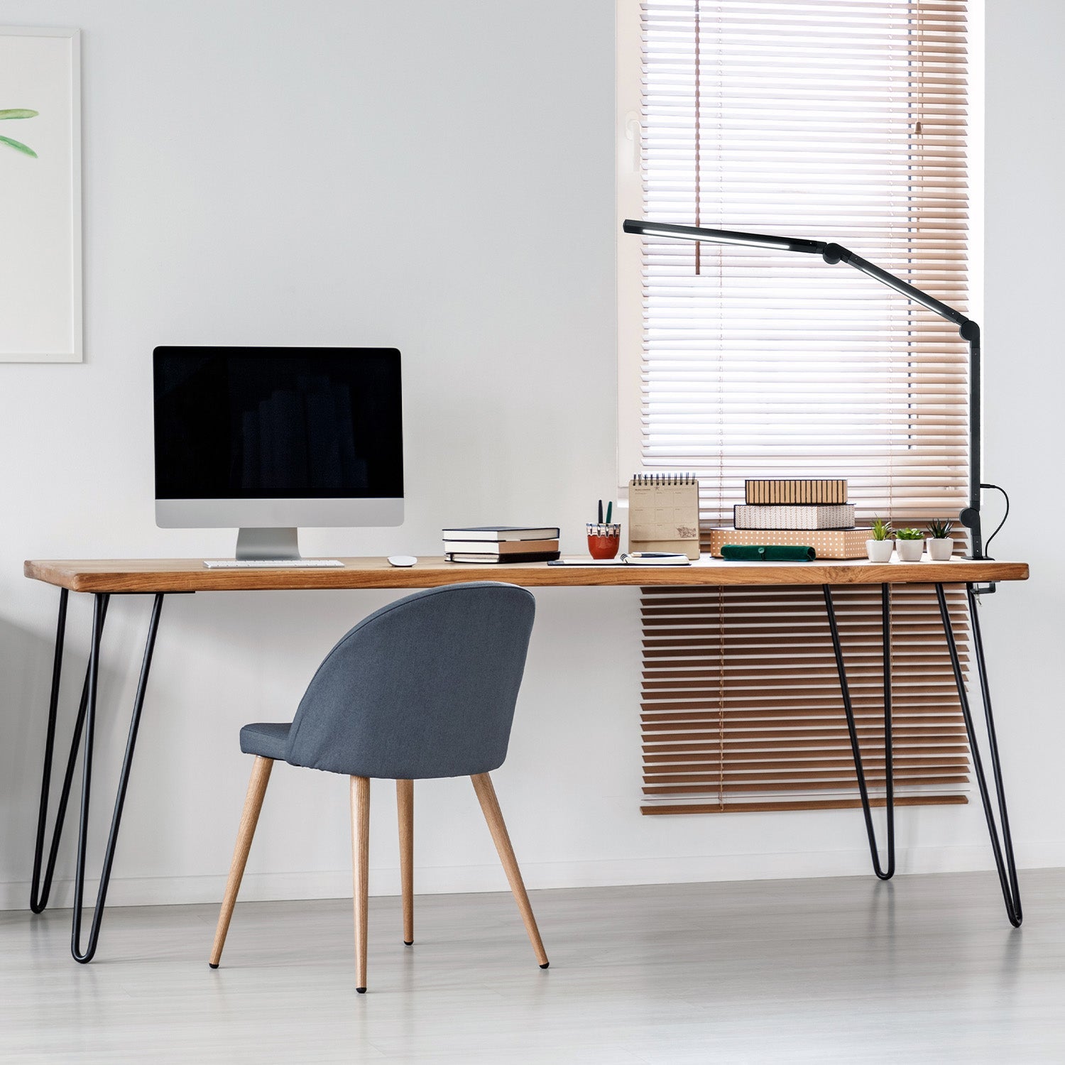 Lampka biurkowa LED 20W przykręcana kreślarska regulowana 3 barwy światła CCT ściemniacz - LAITICA