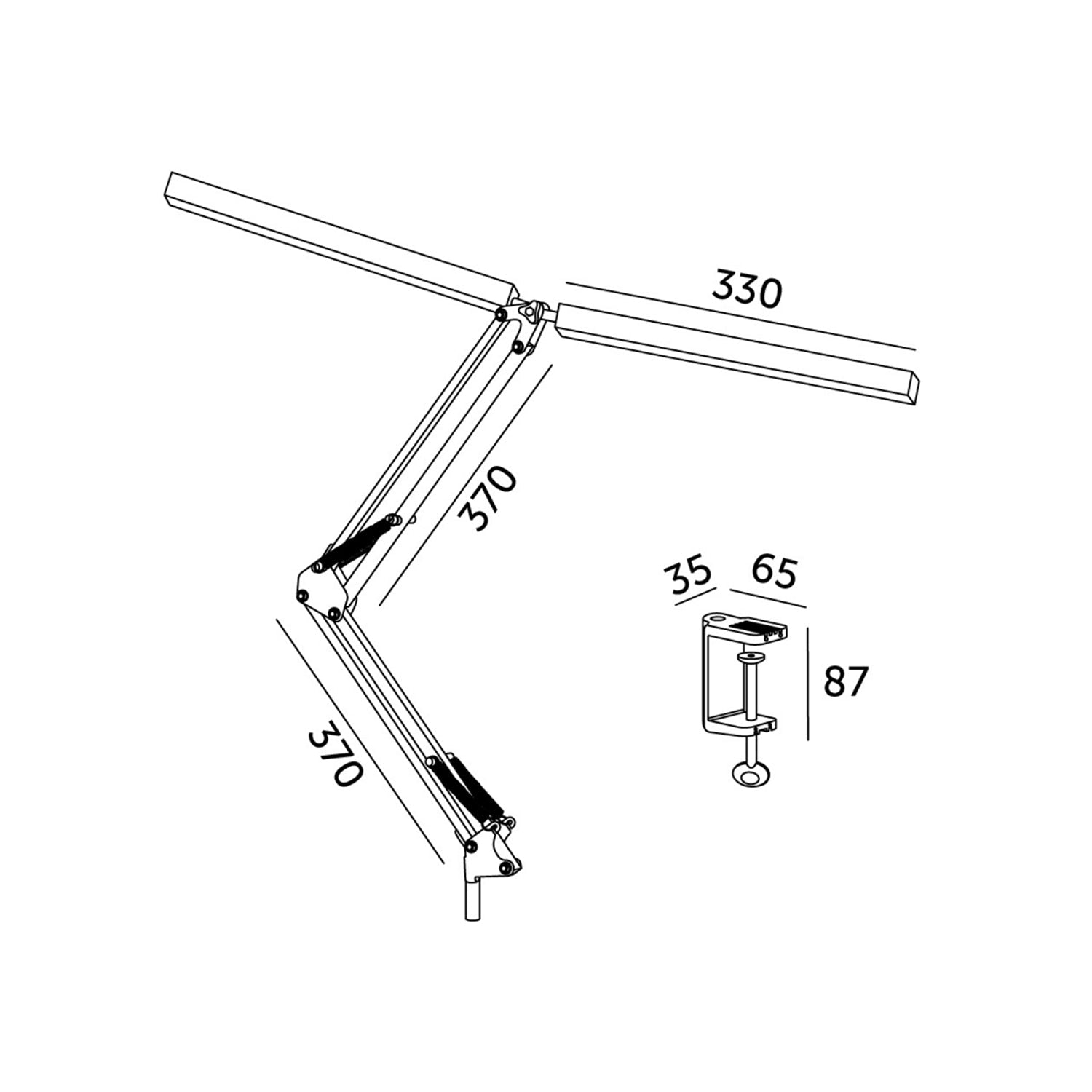 Lampka biurkowa LED 28W podwójne ramię montaż do blatu ściemniacz regulacja 3 barwy światła CCT - LAITICA