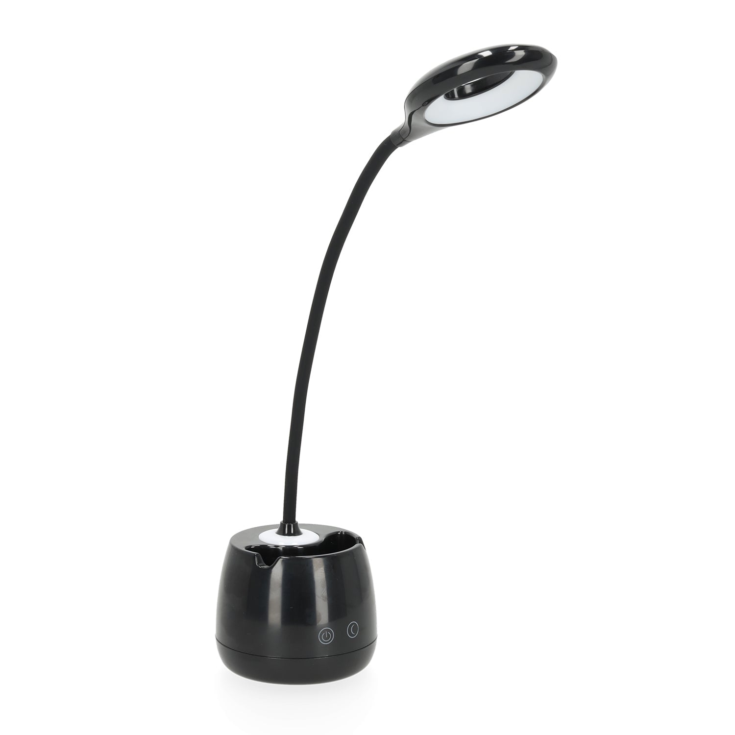 Lampka biurkowa LED 5W USB akumulatorowa organizer 2 barwy światła ściemniacz czarna - LAITICA