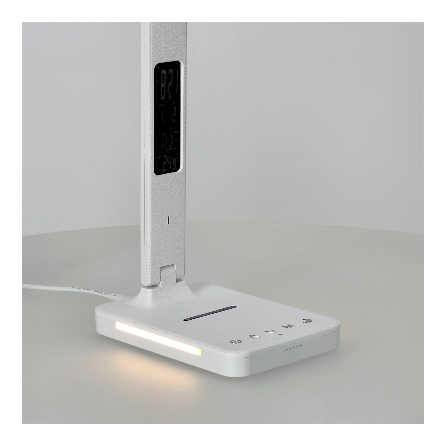 Lampka Biurkowa LED 7W BIAŁA Wyświetlacz Ładowarka Indukcyjna Q1 Alarm USB - LAITICA