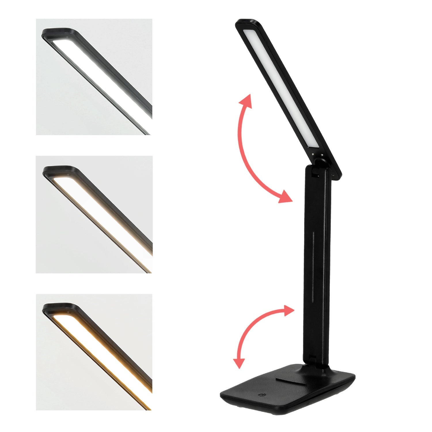 Lampka biurkowa LED 7W czarna 3 barwy światła 3CCT ściemniacz regulowana z uchwytem na telefon - LAITICA
