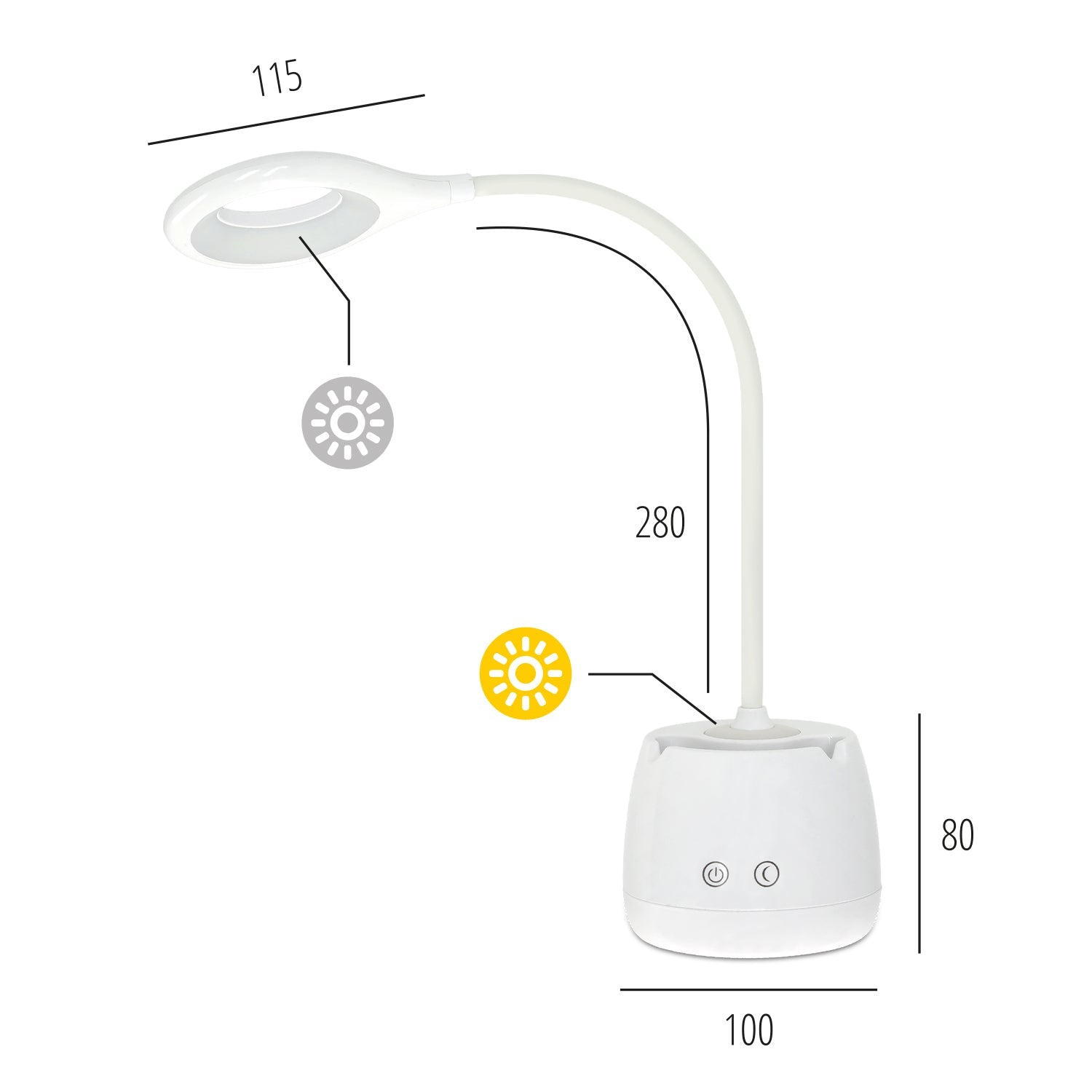 Lampka biurkowa LED akumulatorowa 5W USB z organizerem 2 barwy światła szkolna - LAITICA