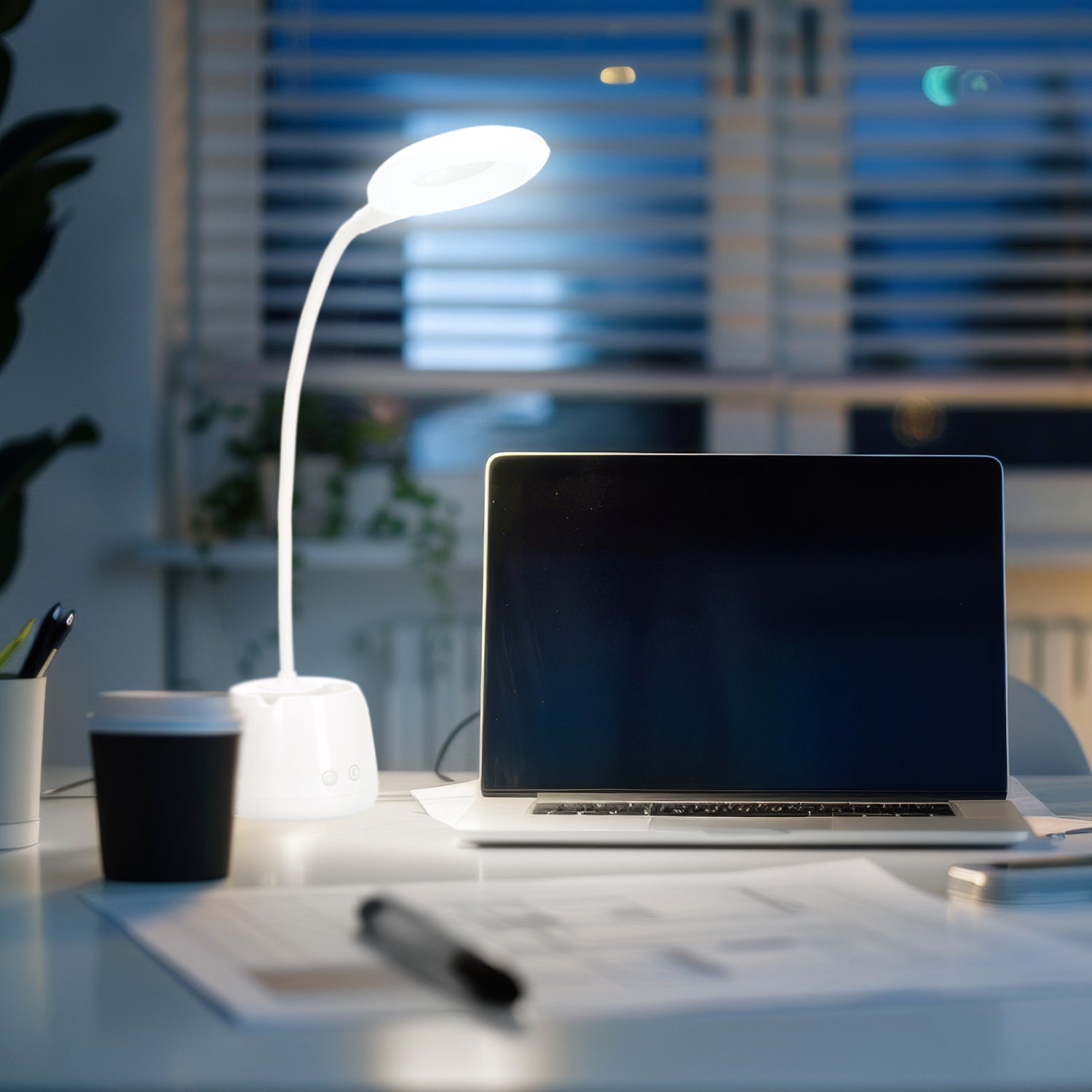Lampka biurkowa LED akumulatorowa 5W USB z organizerem 2 barwy światła szkolna - LAITICA