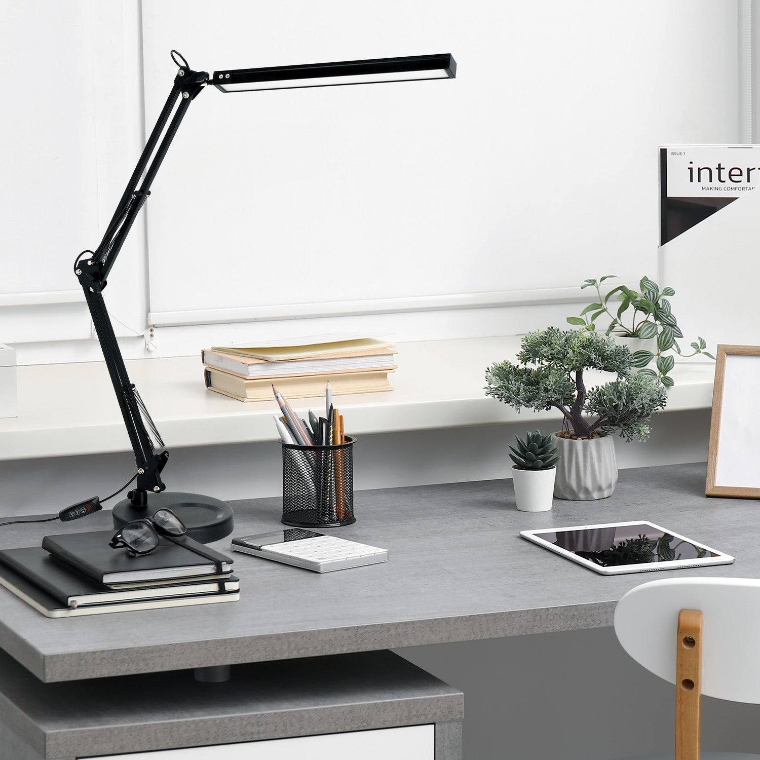 Lampka Biurkowa Regulowana 14W Czarna Kreślarska 2w1 Regulacja Barwy USB - A - LAITICA