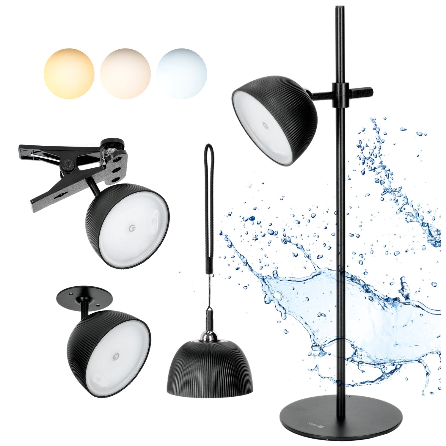 Lampka LED FLORENCE 3,5W regulacja barwy światła CZARNA 4w1 ładowanie USB - LAITICA