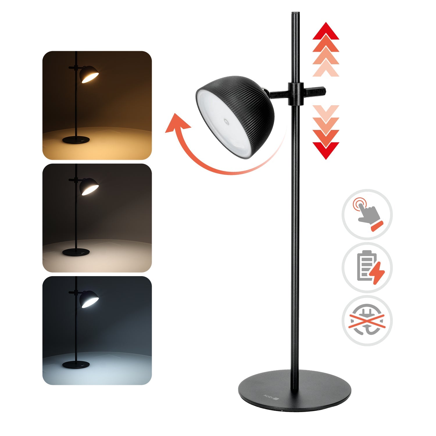 Lampka LED FLORENCE 3,5W regulacja barwy światła CZARNA 4w1 ładowanie USB - LAITICA
