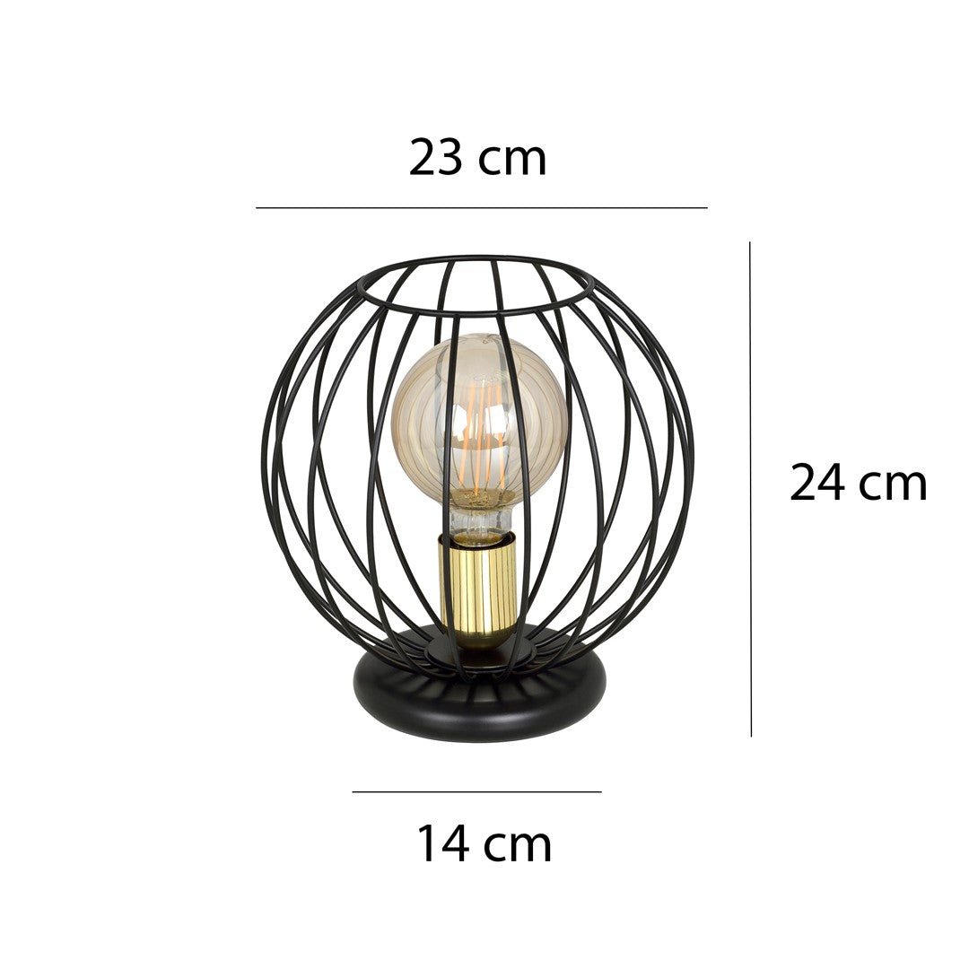 Lampka nocna ALBIO LN1 BLACK nowoczesna loft czarno/złota - LAITICA