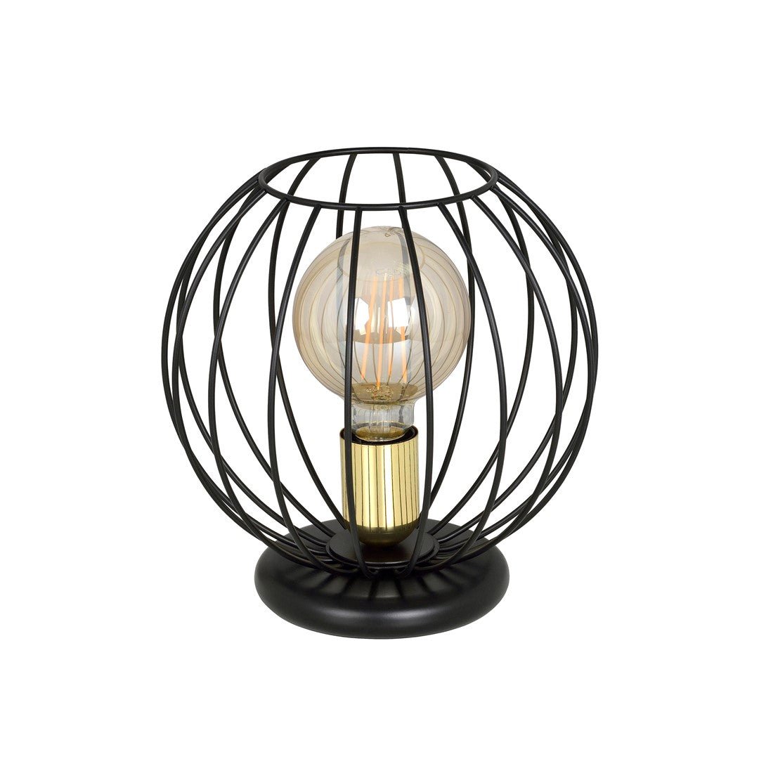 Lampka nocna ALBIO LN1 BLACK nowoczesna loft czarno/złota - LAITICA