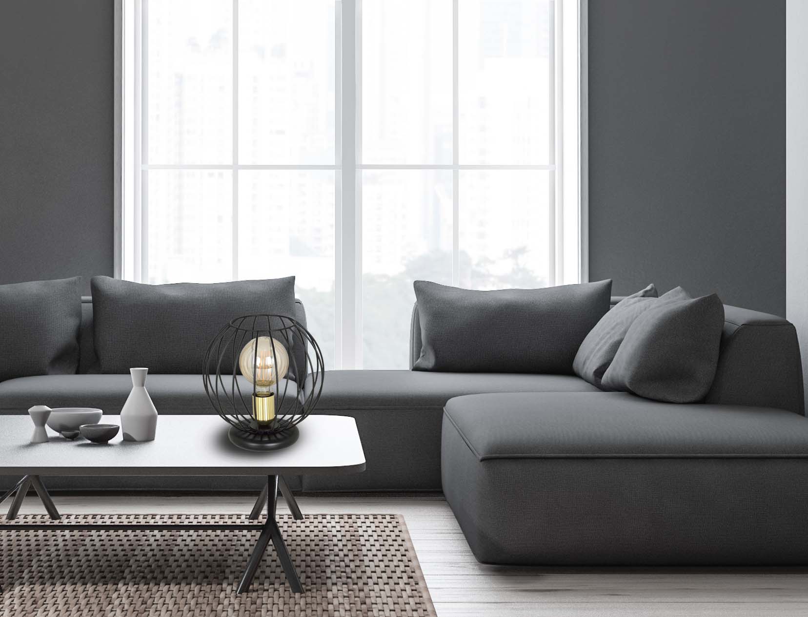 Lampka nocna ALBIO LN1 BLACK nowoczesna loft czarno/złota - LAITICA