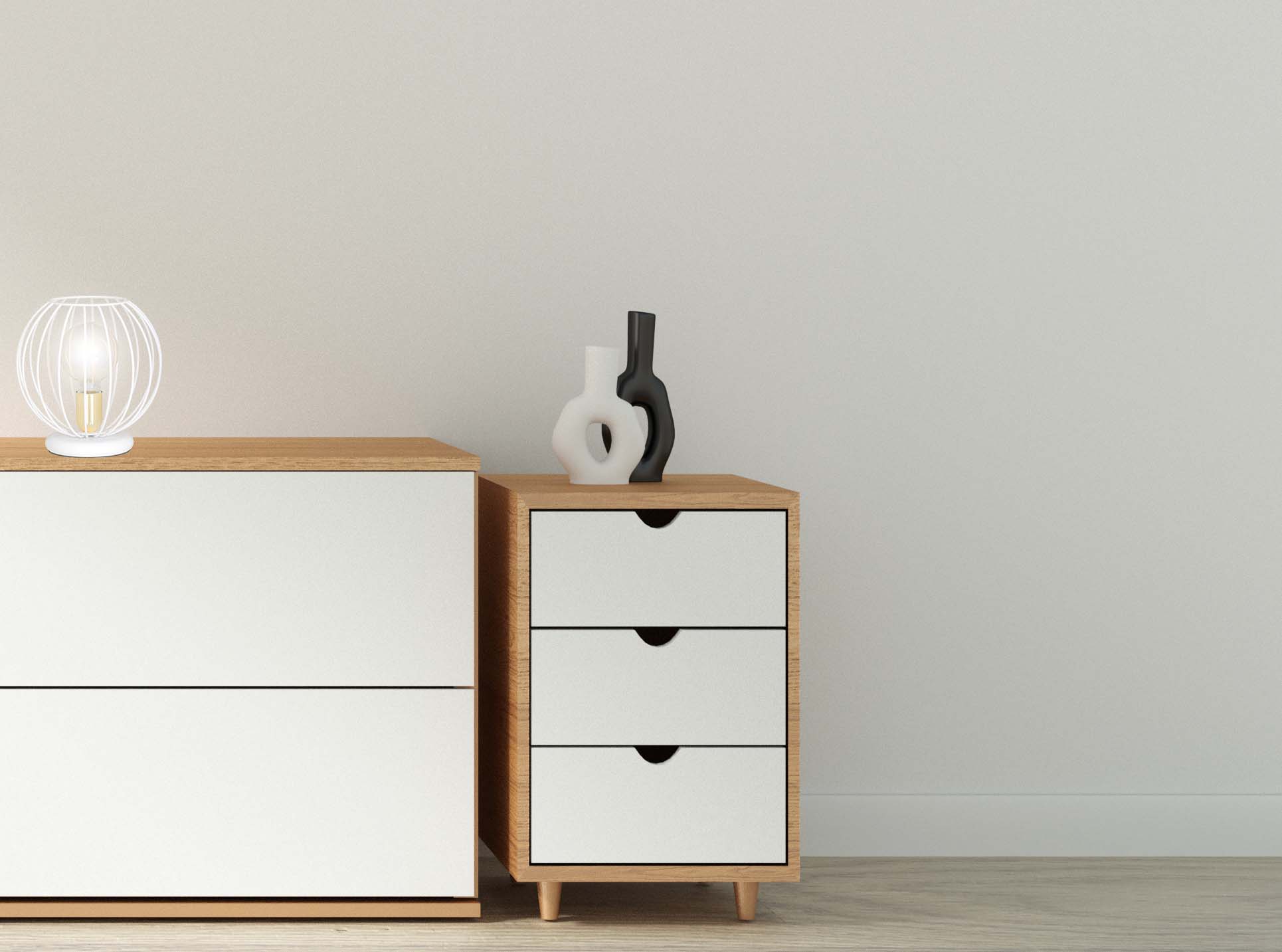 Lampka nocna ALBIO LN1 WHITE nowoczesna loft biało/złota - LAITICA