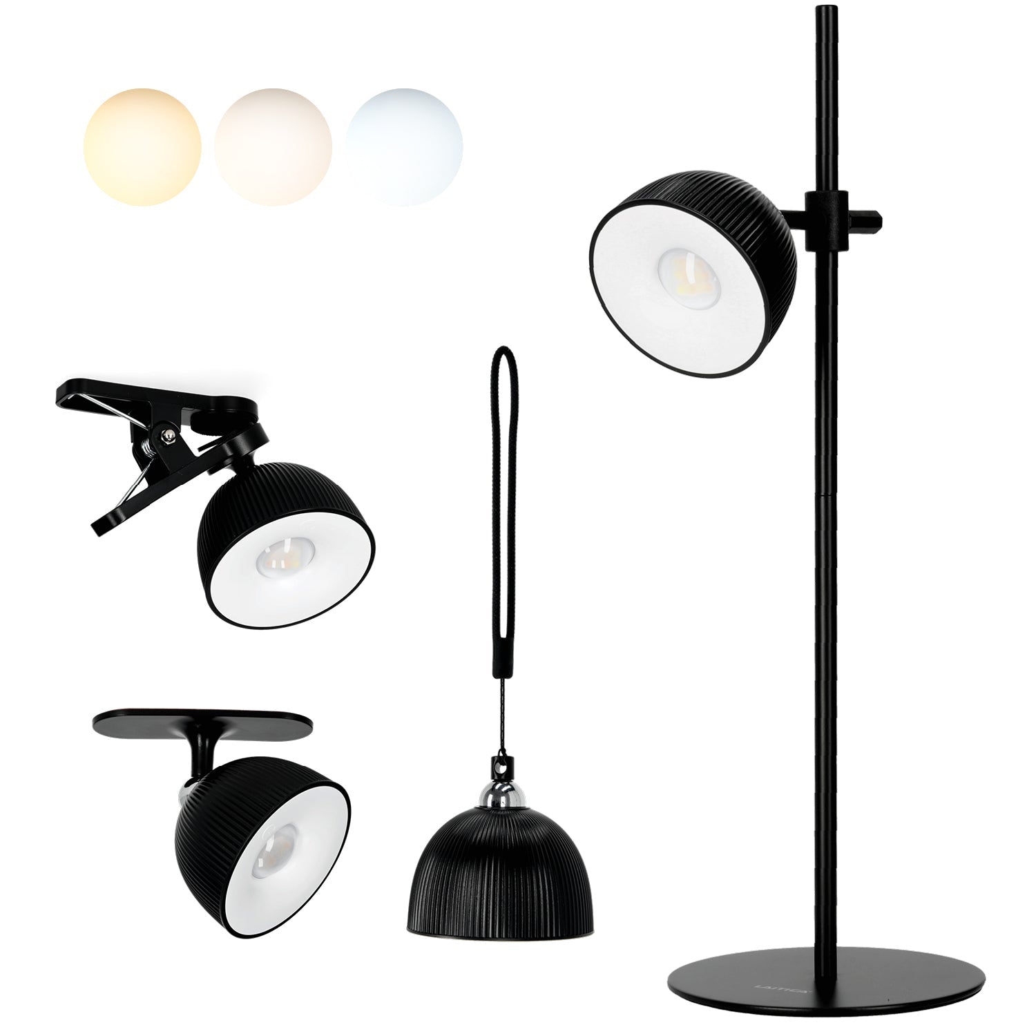 Lampka nocna LED bezprzewodowa czarna z USB i regulacją światła – Laitica ORBI - LAITICA