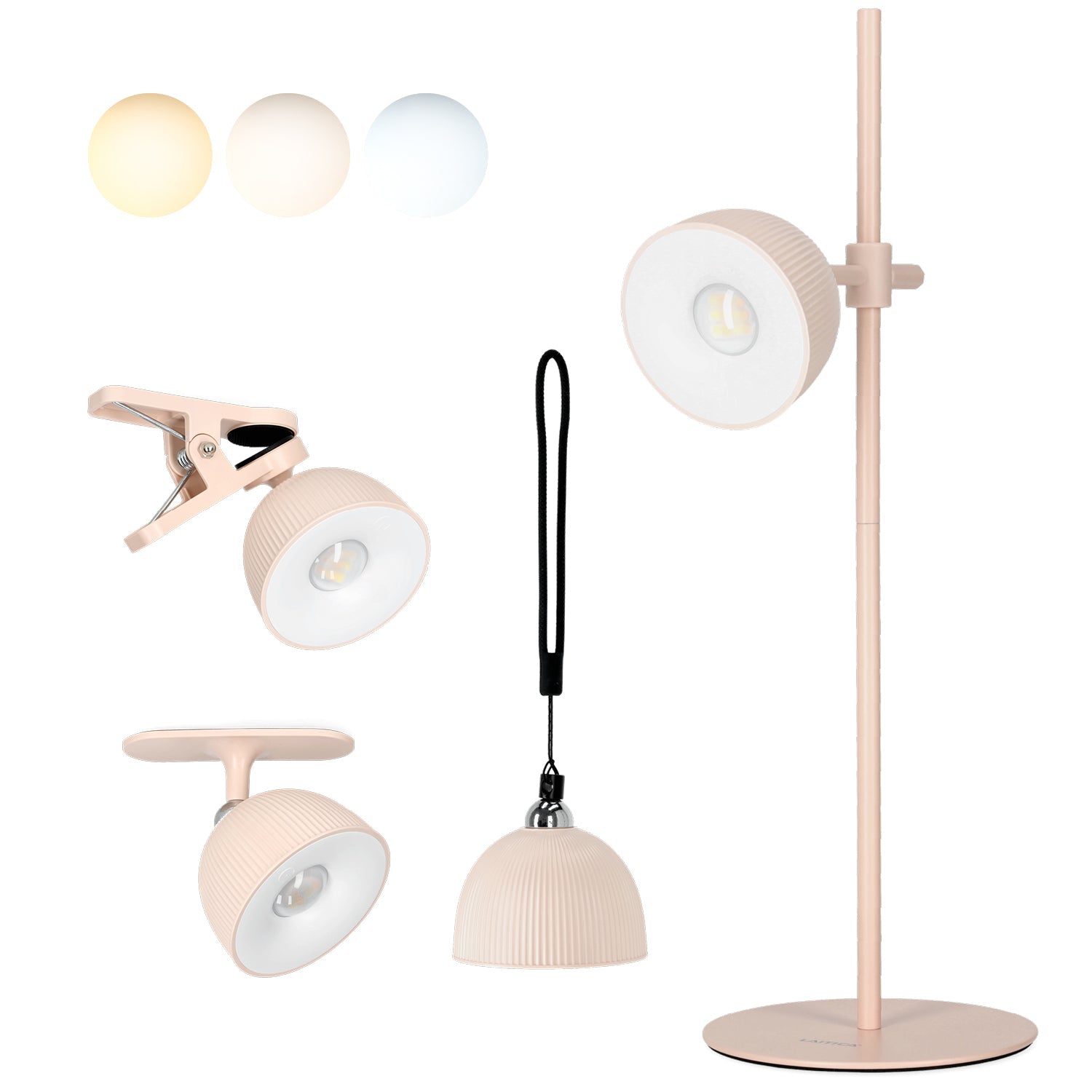 Lampka nocna LED bezprzewodowa różowa z USB i regulacją światła – Laitica ORBI - LAITICA