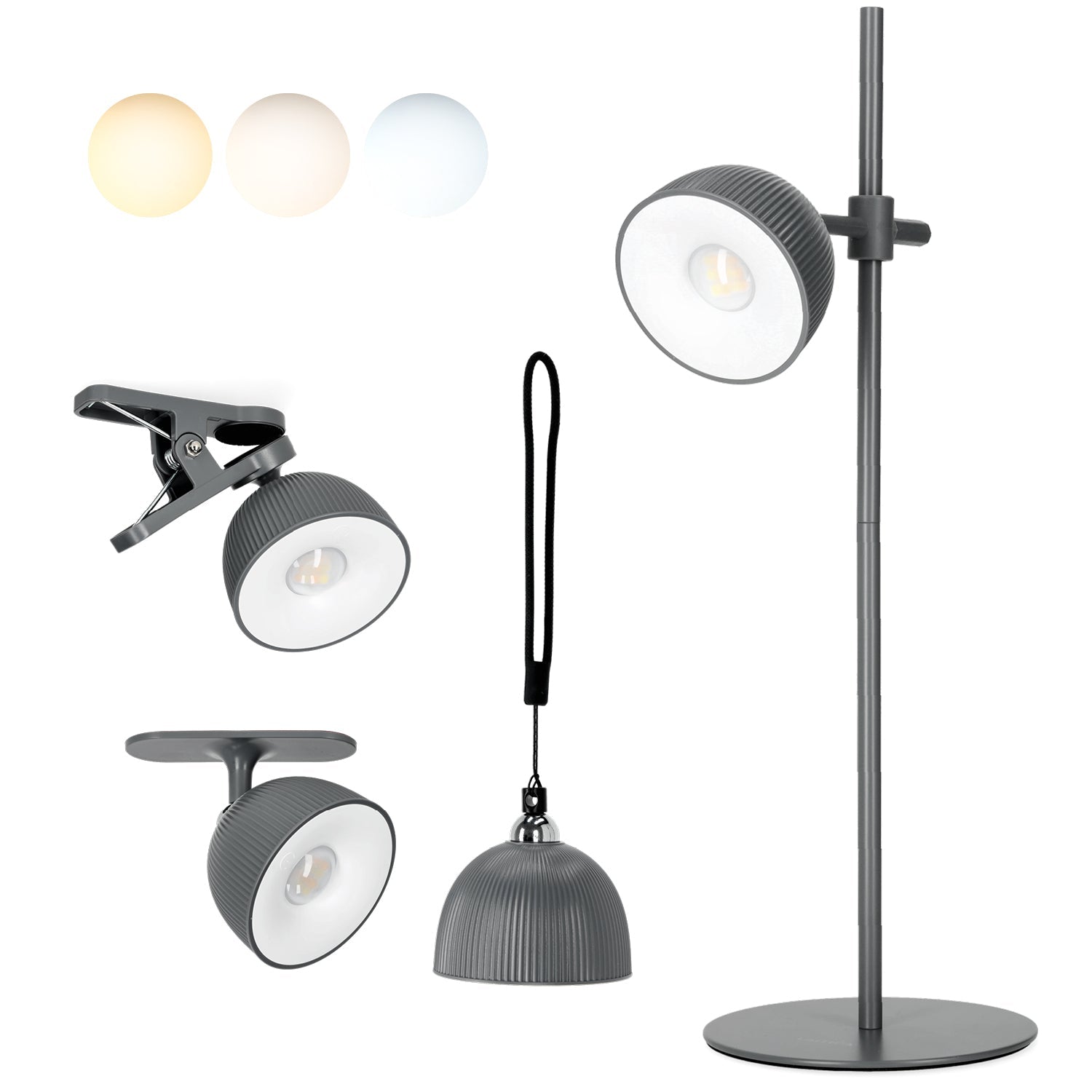 Lampka nocna LED bezprzewodowa szara z USB i regulacją światła – Laitica ORBI - LAITICA