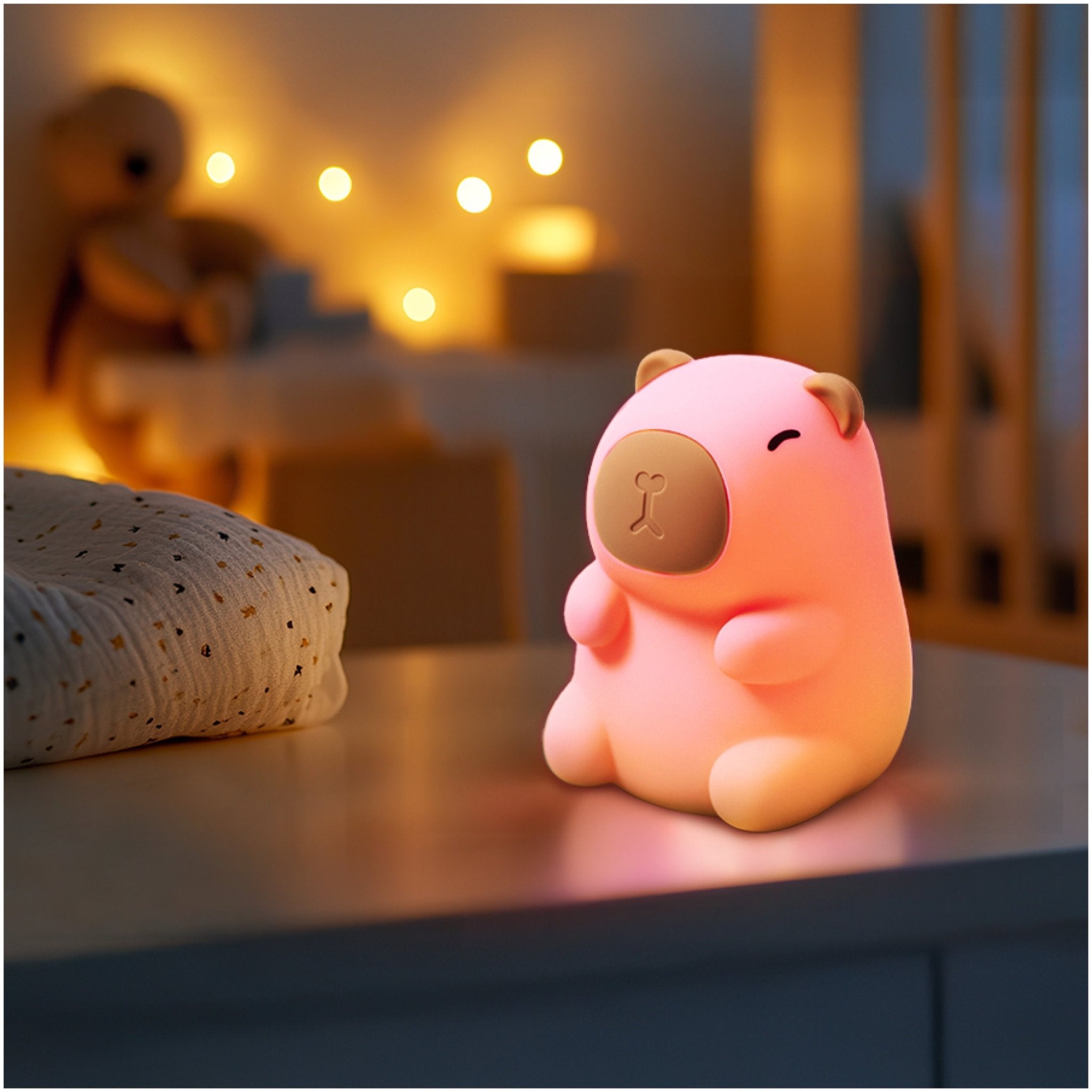 Lampka Nocna LED KAPIBARA RGB / 3000K Silikonowa Dotykowa USB Bezprzewodowa - LAITICA