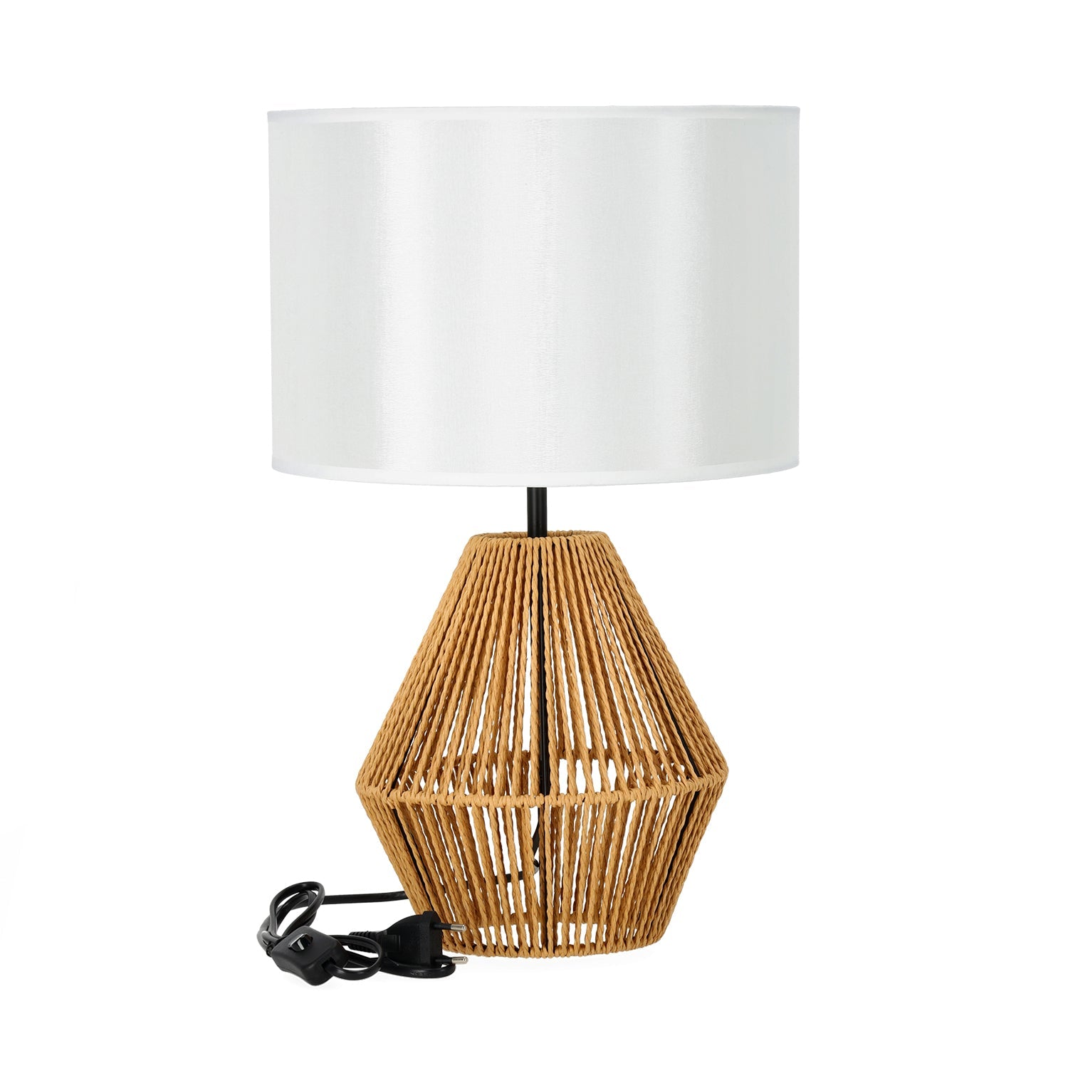 Lampka nocna Stołowa SIBU ST biały klosz STYL BOHO 1xE27 50cm Naturalna - LAITICA