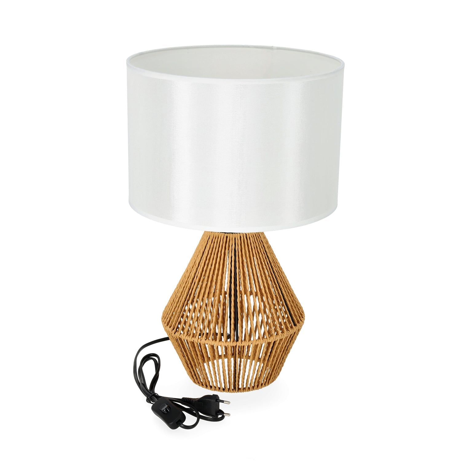 Lampka nocna Stołowa SIBU ST biały klosz STYL BOHO 1xE27 50cm Naturalna - LAITICA