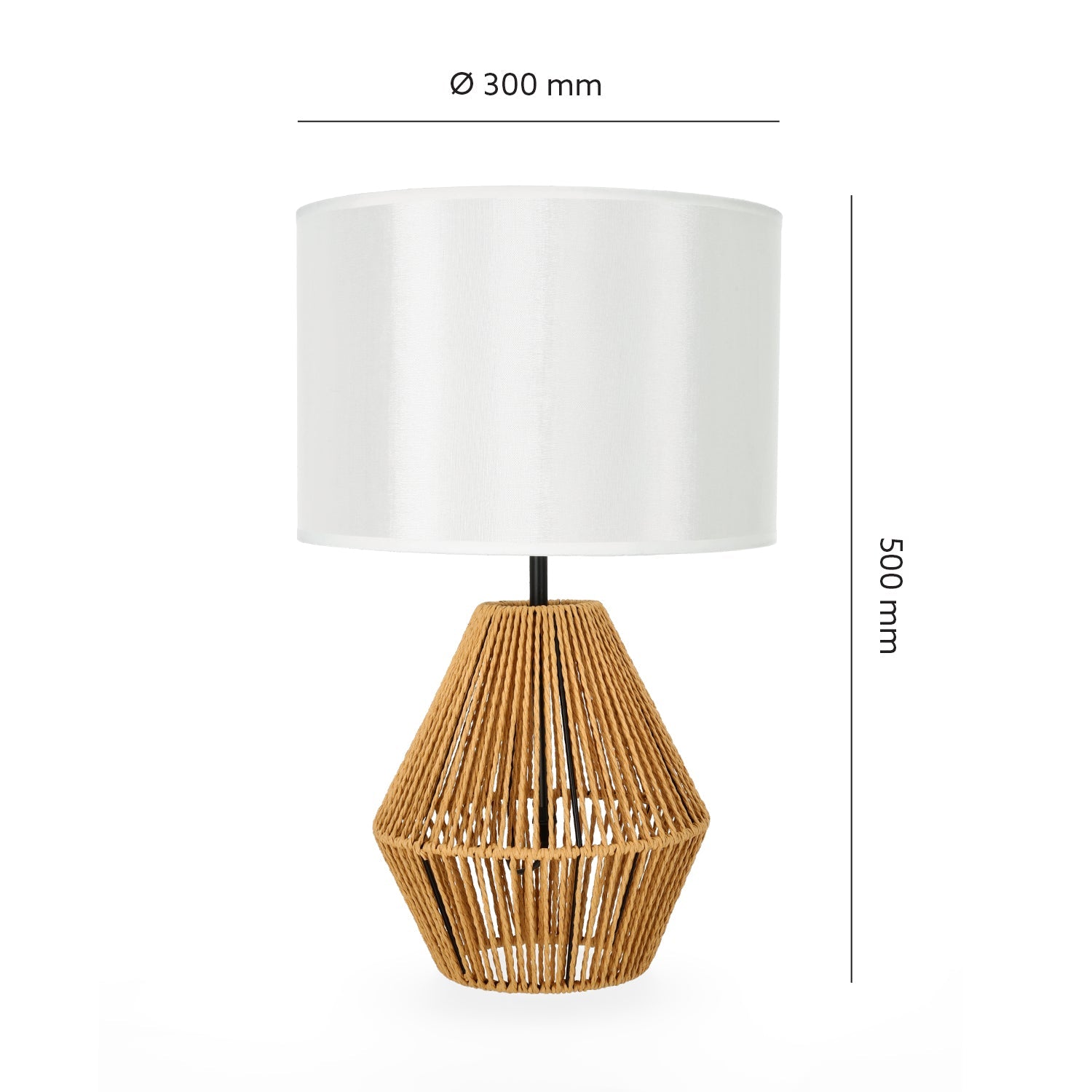 Lampka nocna Stołowa SIBU ST biały klosz STYL BOHO 1xE27 50cm Naturalna - LAITICA